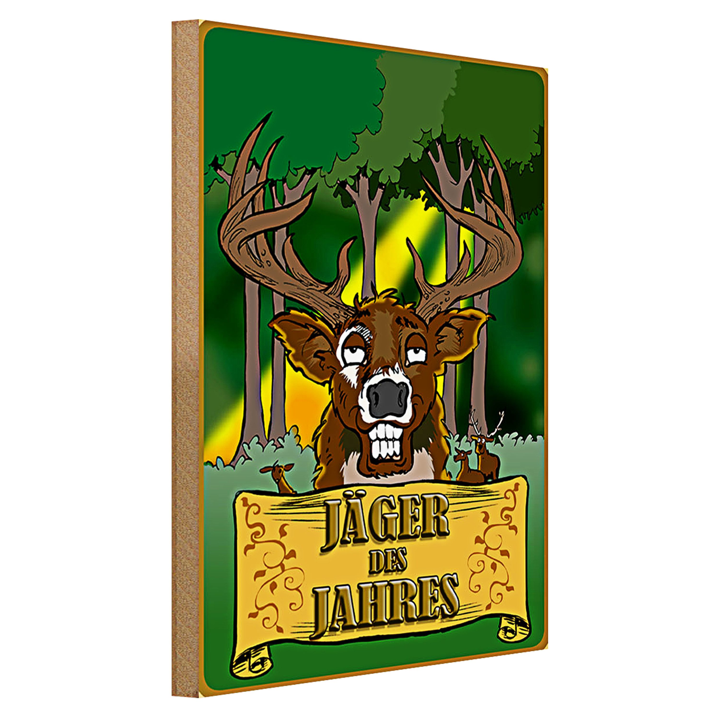 Roomando Holzbild Jagd 30x40cm Jäger des Jahres Reh