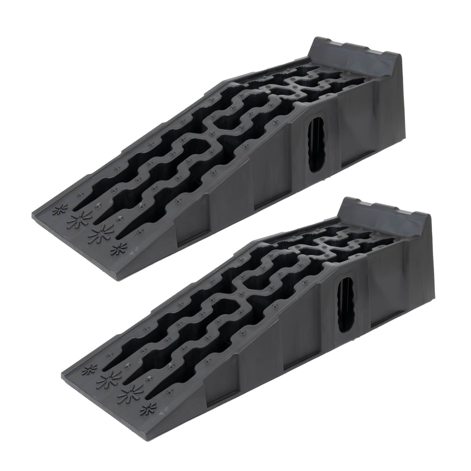 TRUTZHOLM Auffahrrampe 2 x Auffahrrampe mit Überfahrstopper 90,8 x 28 x 22 cm 5 t Traglast (2er Set), Hohe Tragkraft,Rutschfeste Oberfläche,Kunststoff