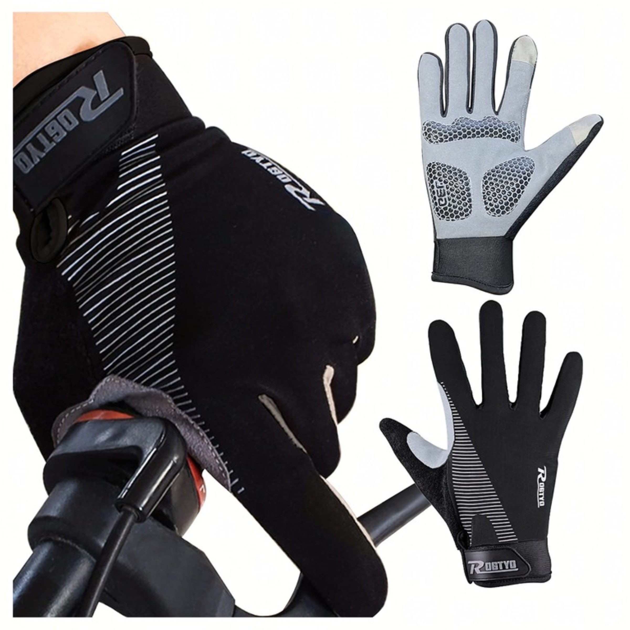 Realb2b Fahrradhandschuhe Fahrradhandschuhe Winter Touchscreen Sporthandschuhe Laufhandschuhe (Sporthandschuhe Set 1 Paar windabweisende Winterhandschuhe elastisch, Fahrradhandschuhe Set inklusive Gelpolster und Touchscreen Funktion) Rutschfeste Fahrradhandschuhe atmungsaktiv mit Handflächen-Polster
