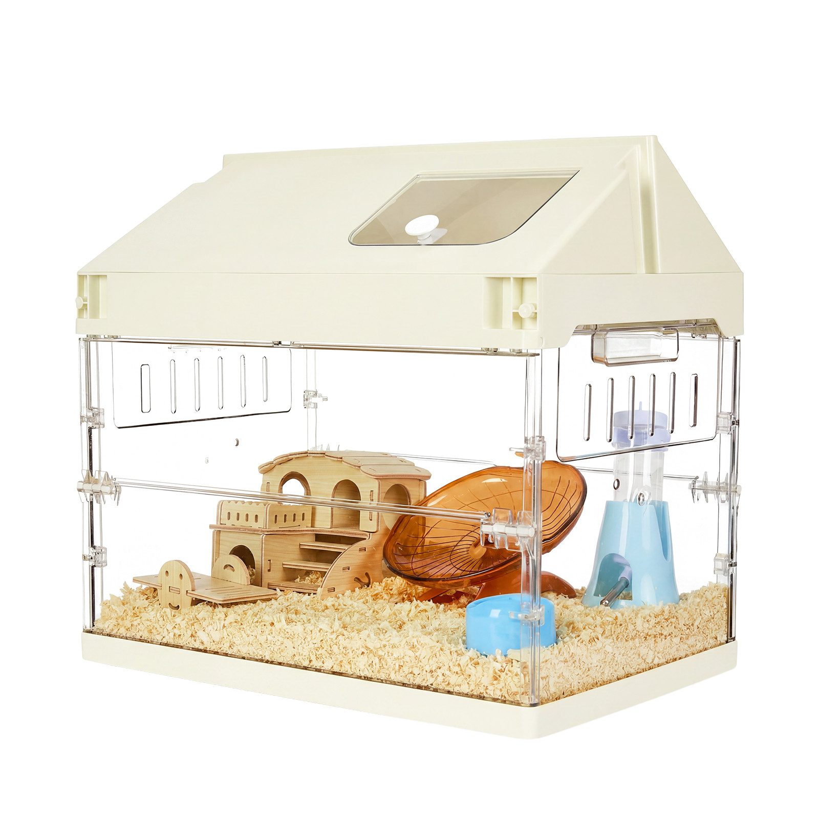 GarveeMore Kleintierkäfig 7-in-1 Acryl Hamsterkäfig Starterset mit Zubehör für Hamster und Igel