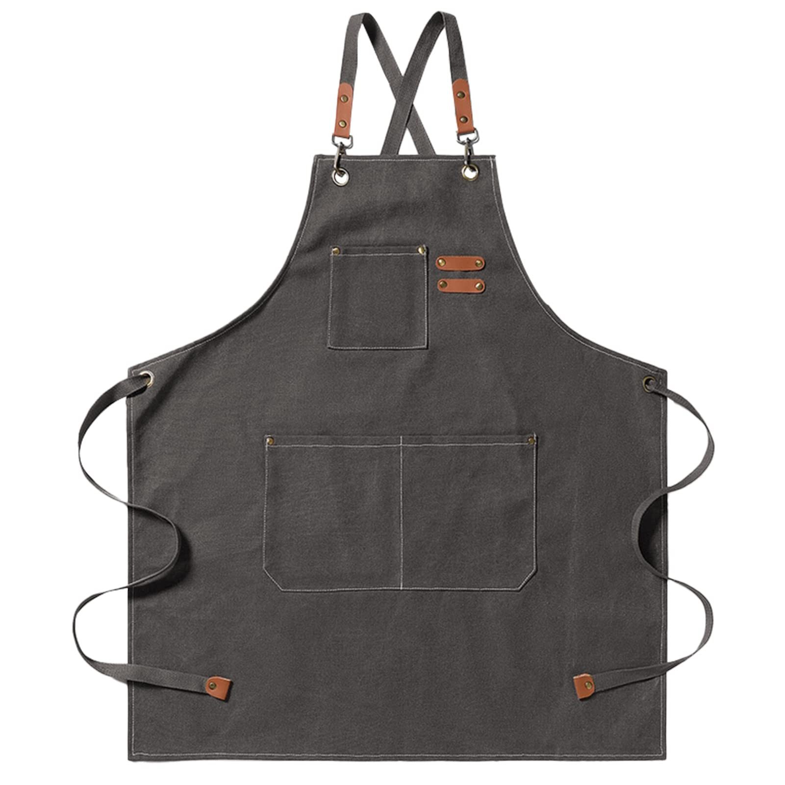 MOPUEA Kochschürze Küchenschürze Grillschürze Canvas für Männer und Frauen, (Küchenschürze Grillschürze für Kochen Grillen Handwerk, Canvas Schürze für Küche Grill Werkstatt Barista), 3 Taschen kreuz Rückenriemen strapazierfest schmutzabweisend