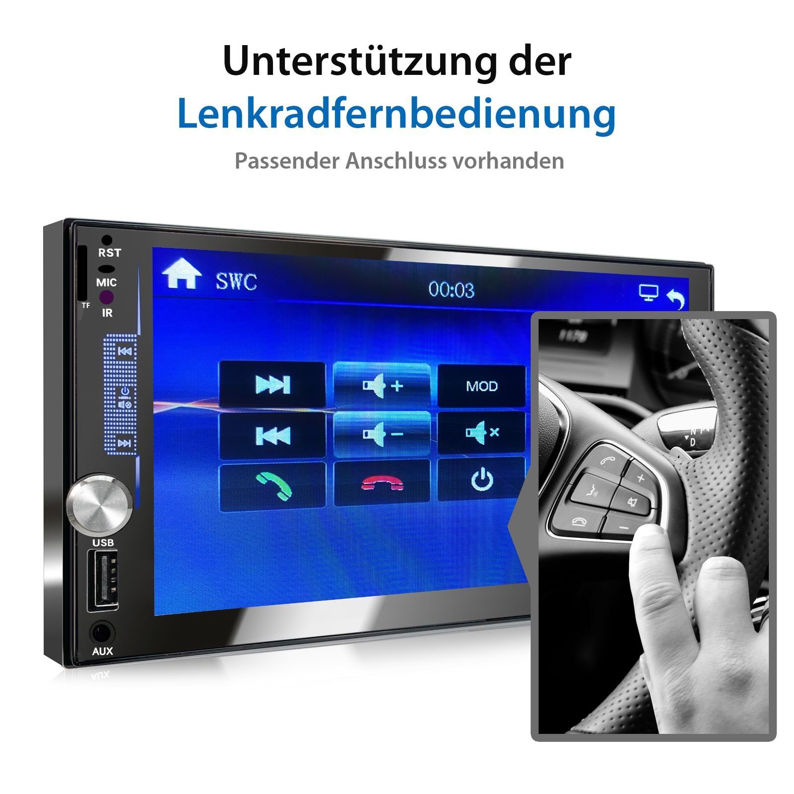Bluetooth, Autoradio Bildschirm DIN mit Autoradio DAB+ 2 XOMAX 7 XM-2V784D Zoll plus,