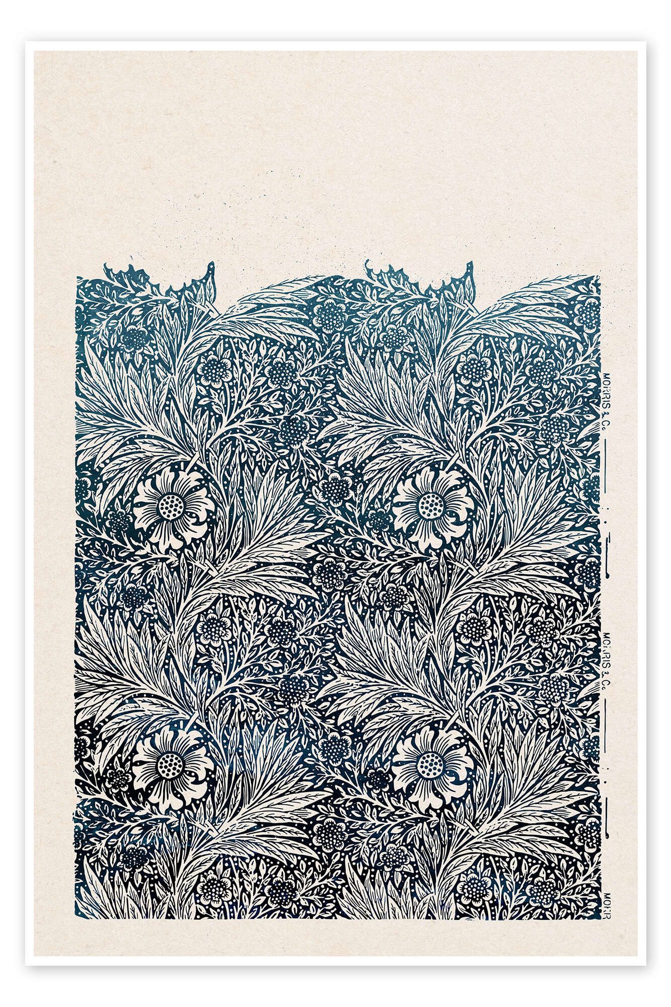 Posterlounge Wandbild Ringelblume, blau, William Morris, erhältlich als Poster, Leinwandbild, Wandsticker oder Acrylglasbild