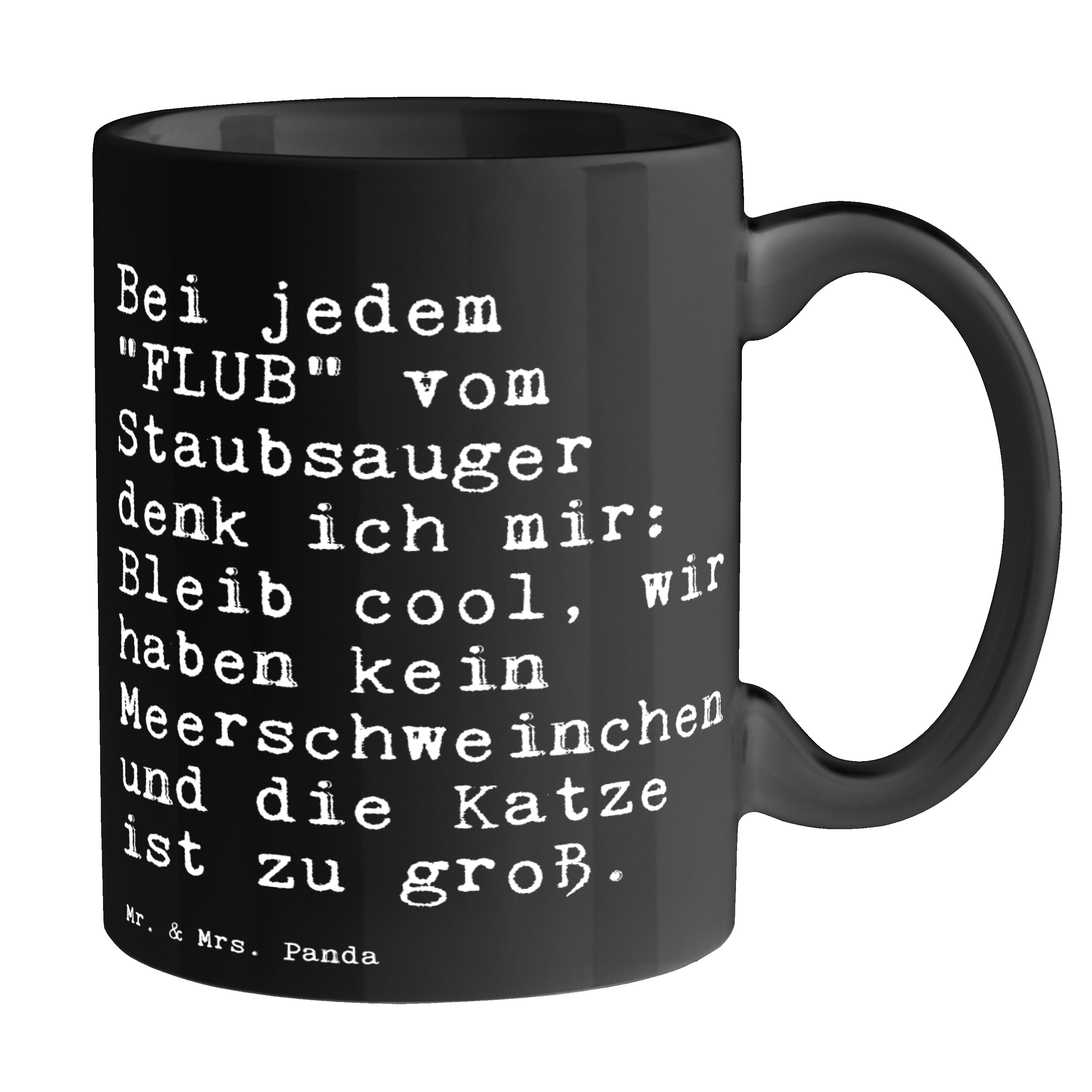 Sprüche, Bei Schwarz Spruch Mrs. & jedem Panda Familie, Schwarz Tasse - Geschenk, "FLUB" - Keramik vom... Mr.