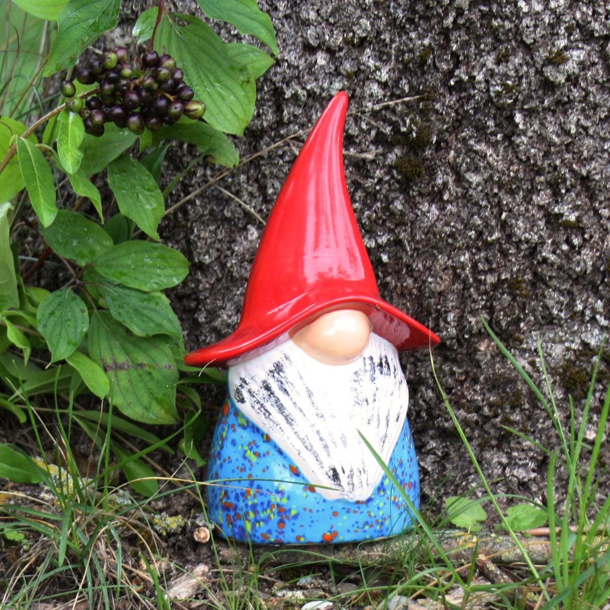 Tangoo Gartenfigur Tangoo Keramik-Wichtel mittelblau gesprenkelt, (Stück)