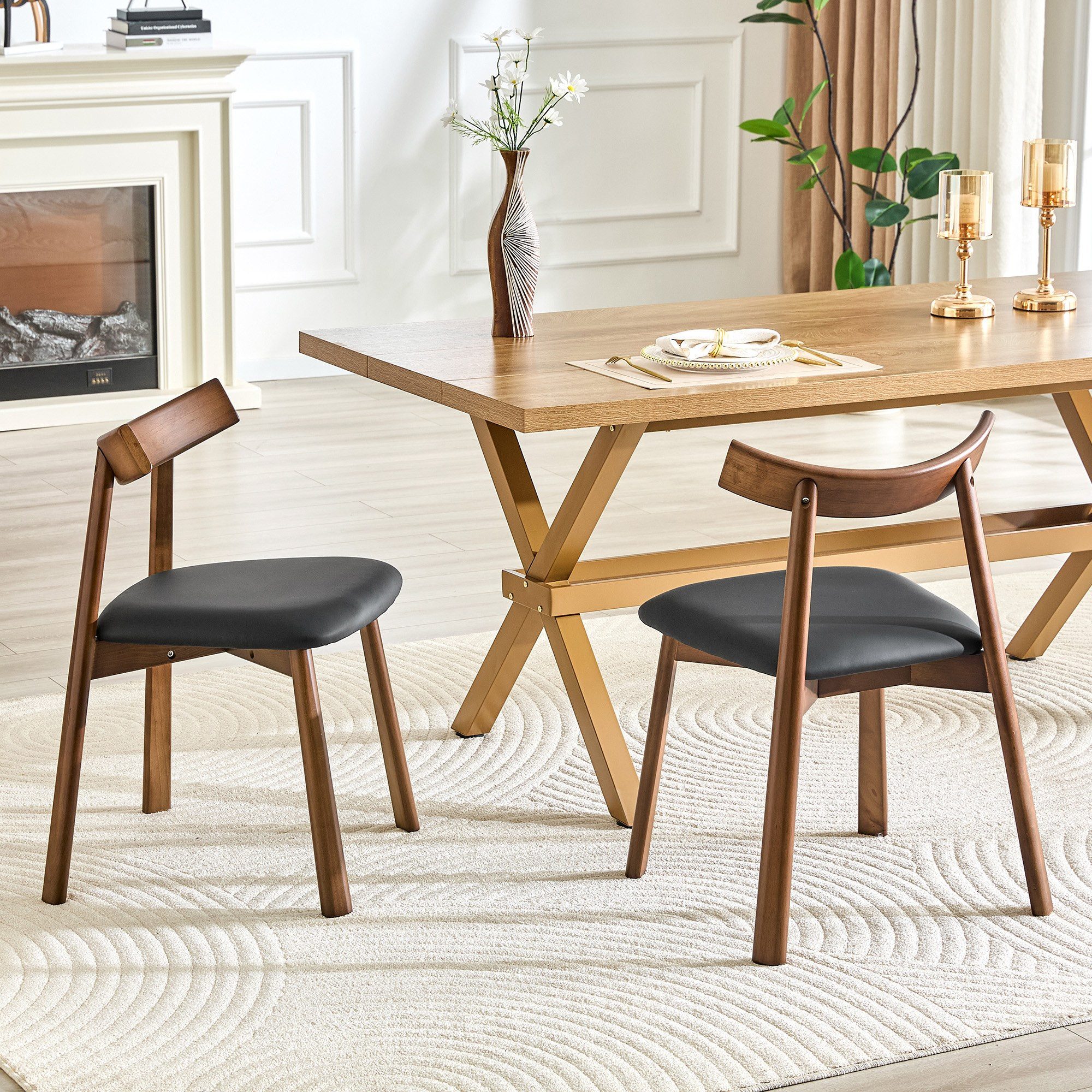 LIVIHOME Esszimmerstuhl VELA (Set, 2 St), Stoffbezug, Holzgestell, 2er Set