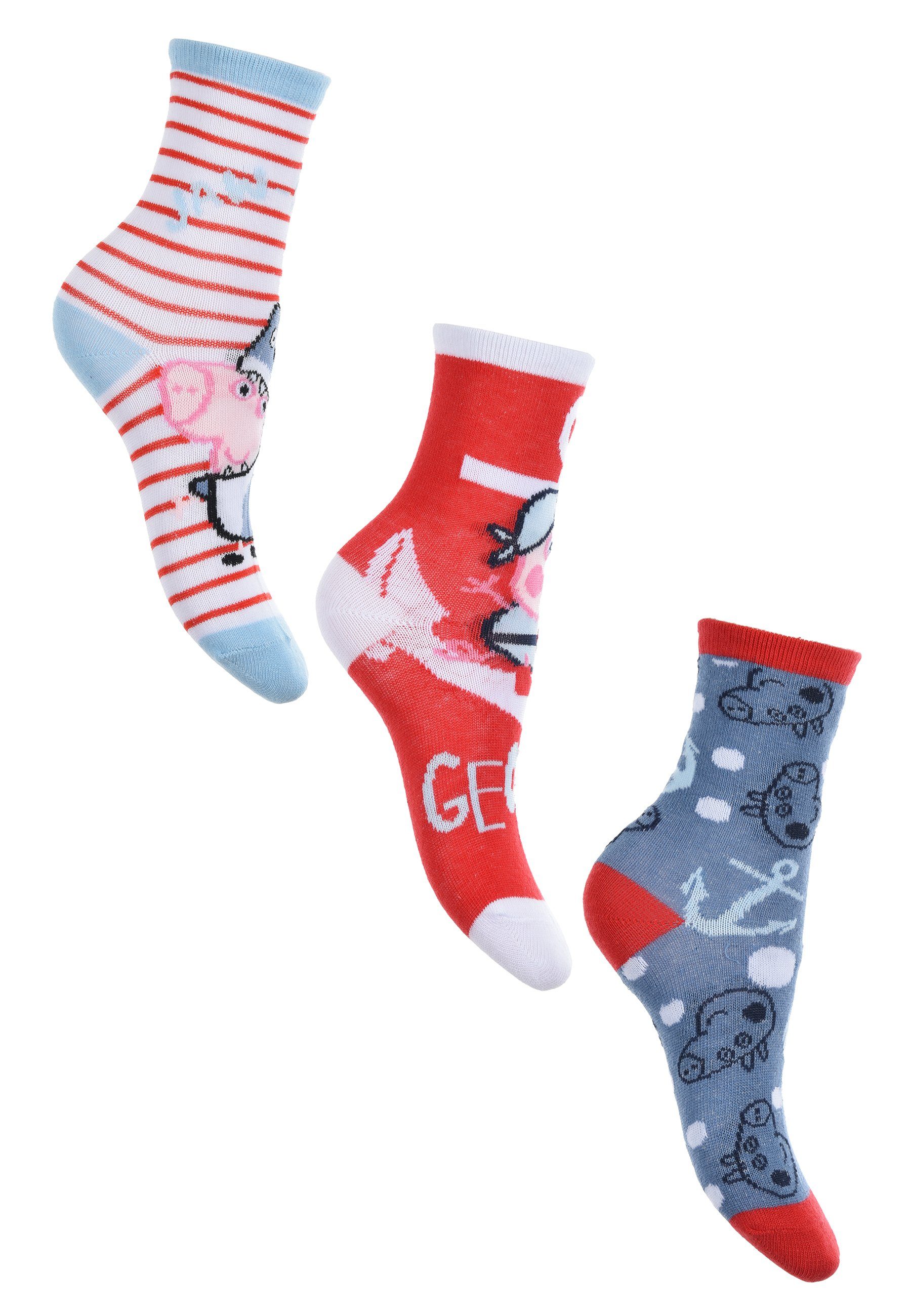 Peppa Pig Socken Peppa Wutz Kinder Mädchen Söckchen Set (6-Paar)