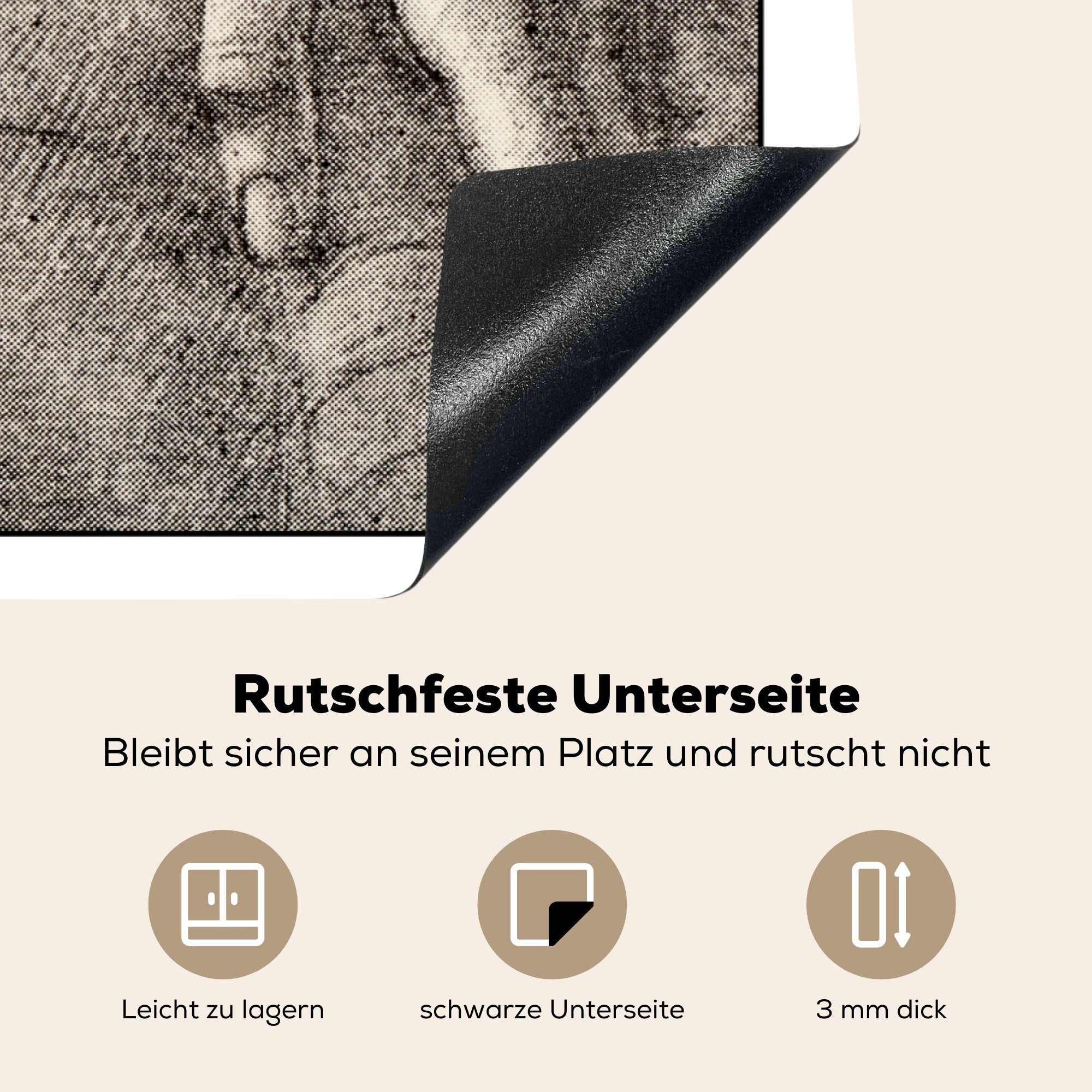 Vinci, die - - 81x52 Vintage (1 Herdblende-/Abdeckplatte Ceranfeldabdeckung MuchoWow Vinyl, Schutz Induktionskochfeld Zeichnung für tlg), Hände cm, - küche, Da