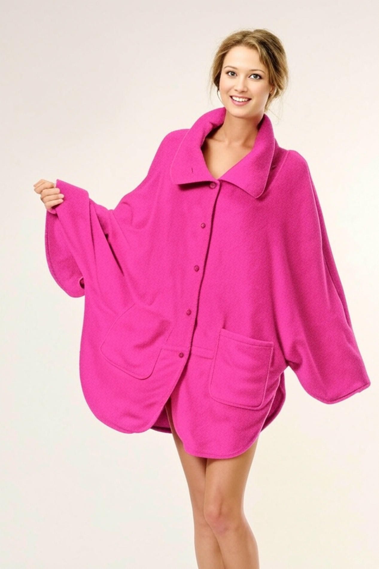 M-Diamant Morgenmantel Bademantel Morgenmantel Kuscheliger Fleece-Poncho günstig online kaufen