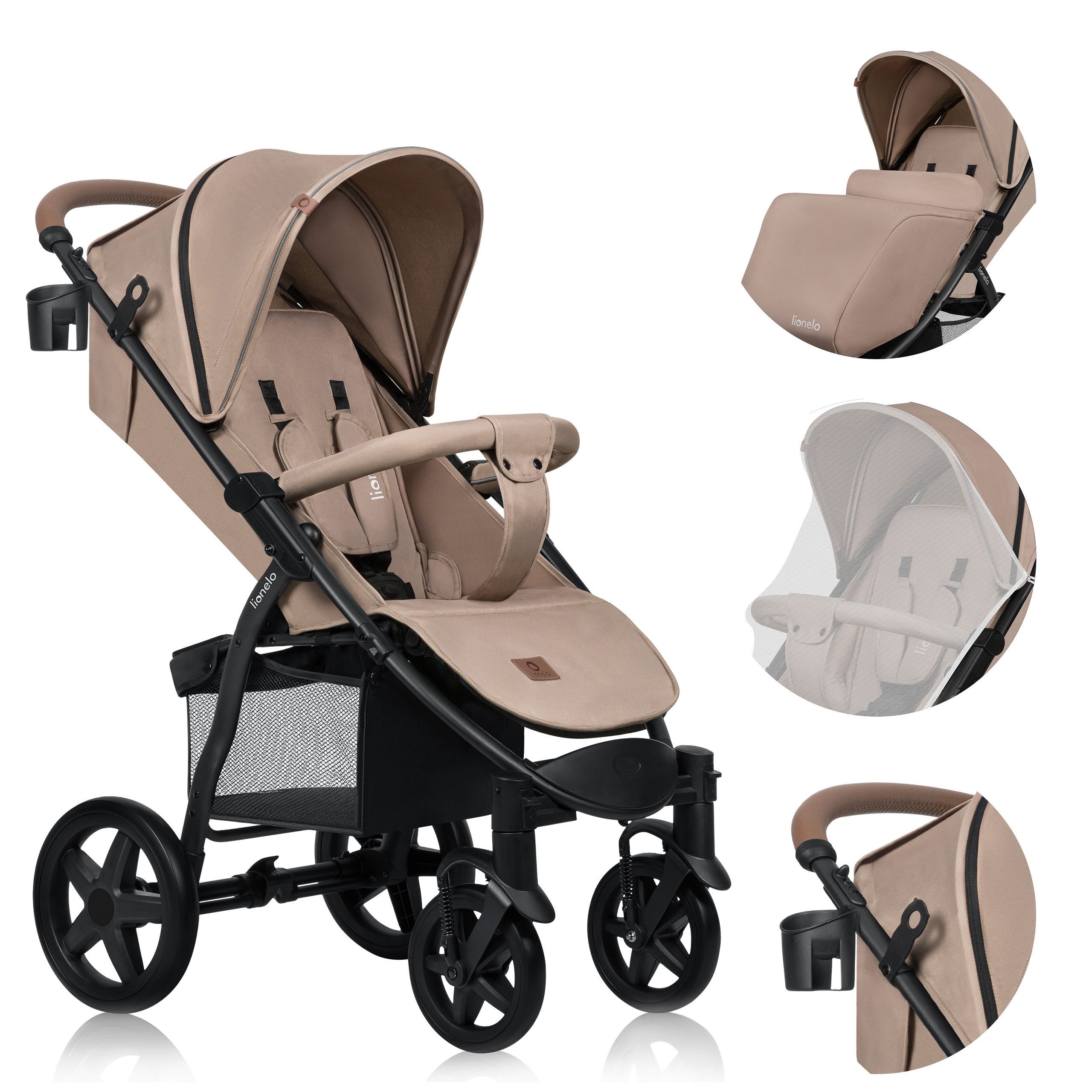 lionelo Kinder-Buggy ANNET PLUS, Fußdecke, großer Korb, ab 0 bis 36 Monate