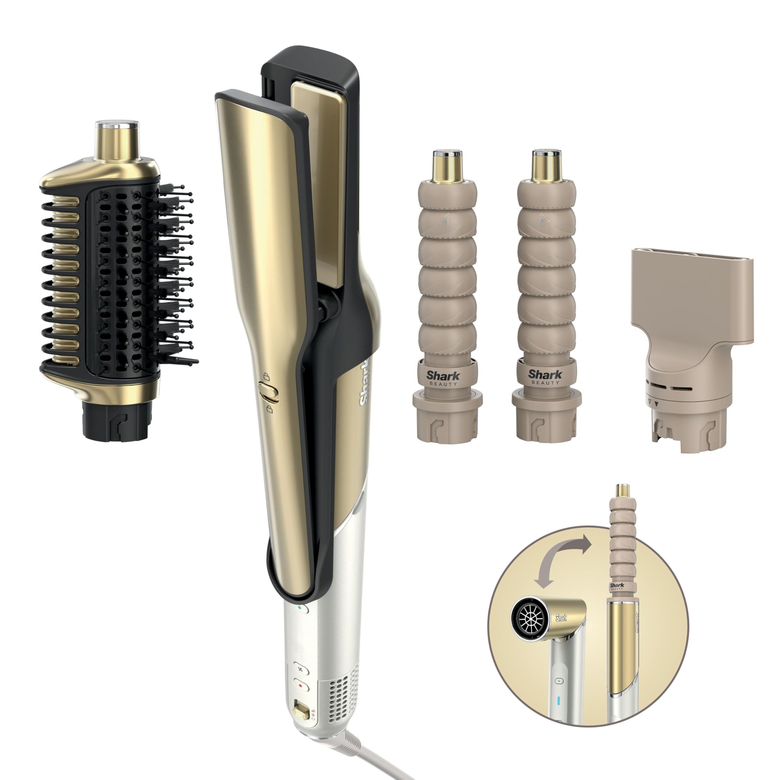 Shark Haartrockner HD6041SEU, Vielseitiger Styling- & Haartrockner mit Keramik und Lockenaufsätzen