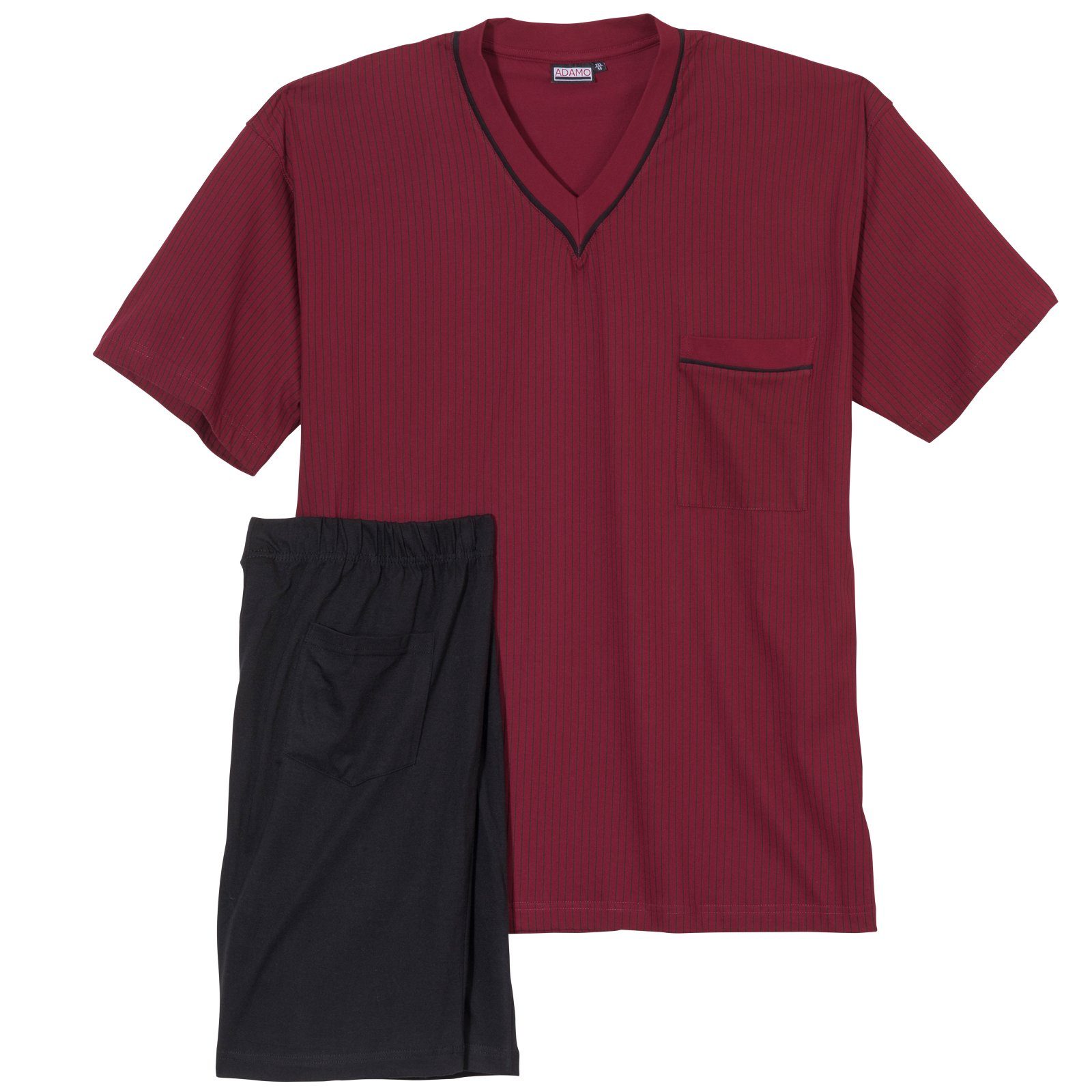 ADAMO Shorty Adamo Shorty weinrot-schwarz gestreift Übergröße (2 tlg)