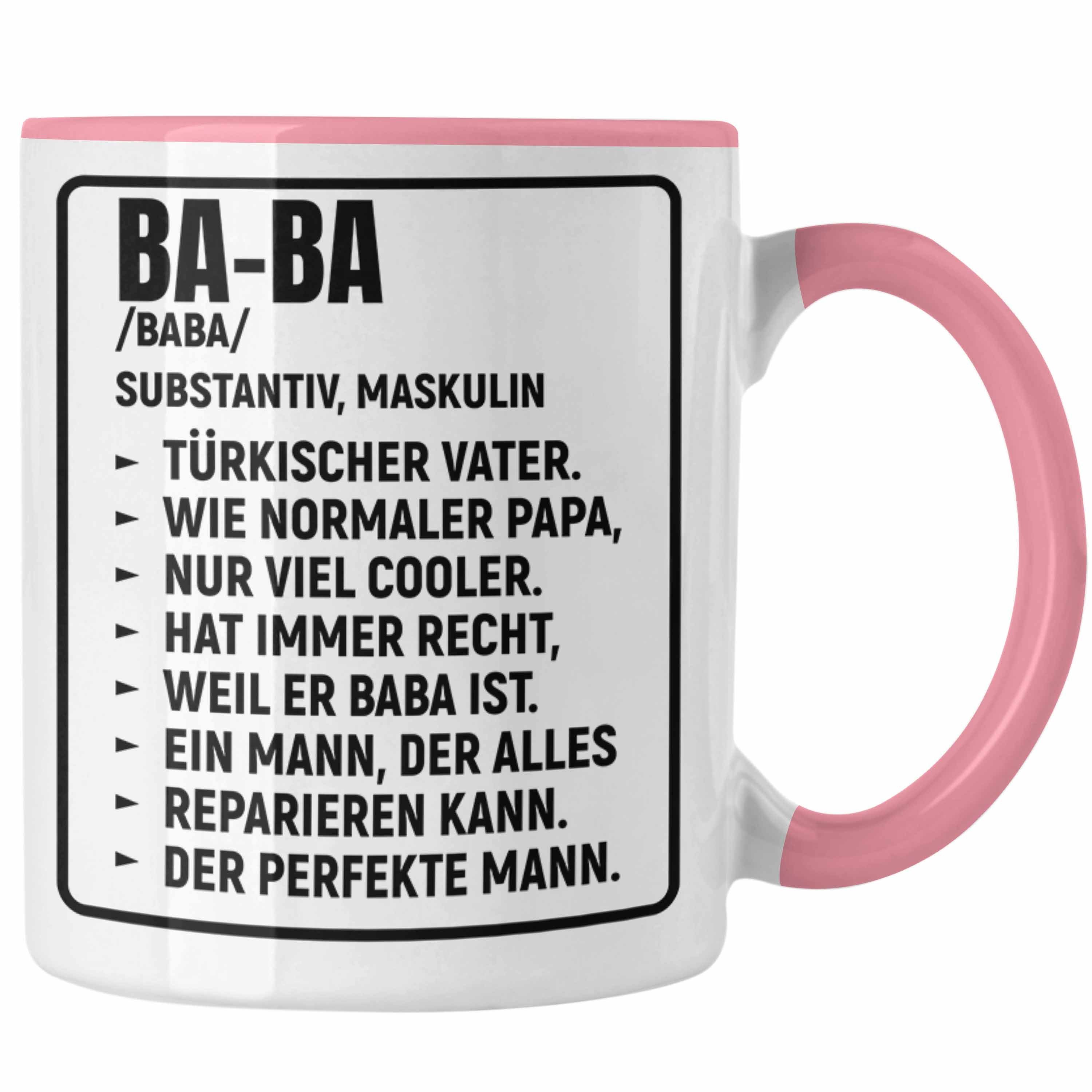 Trendation Tasse Trendation - Türkischer Vater Geschenk Tasse Türken Kaffeetasse Baba Papa Rosa