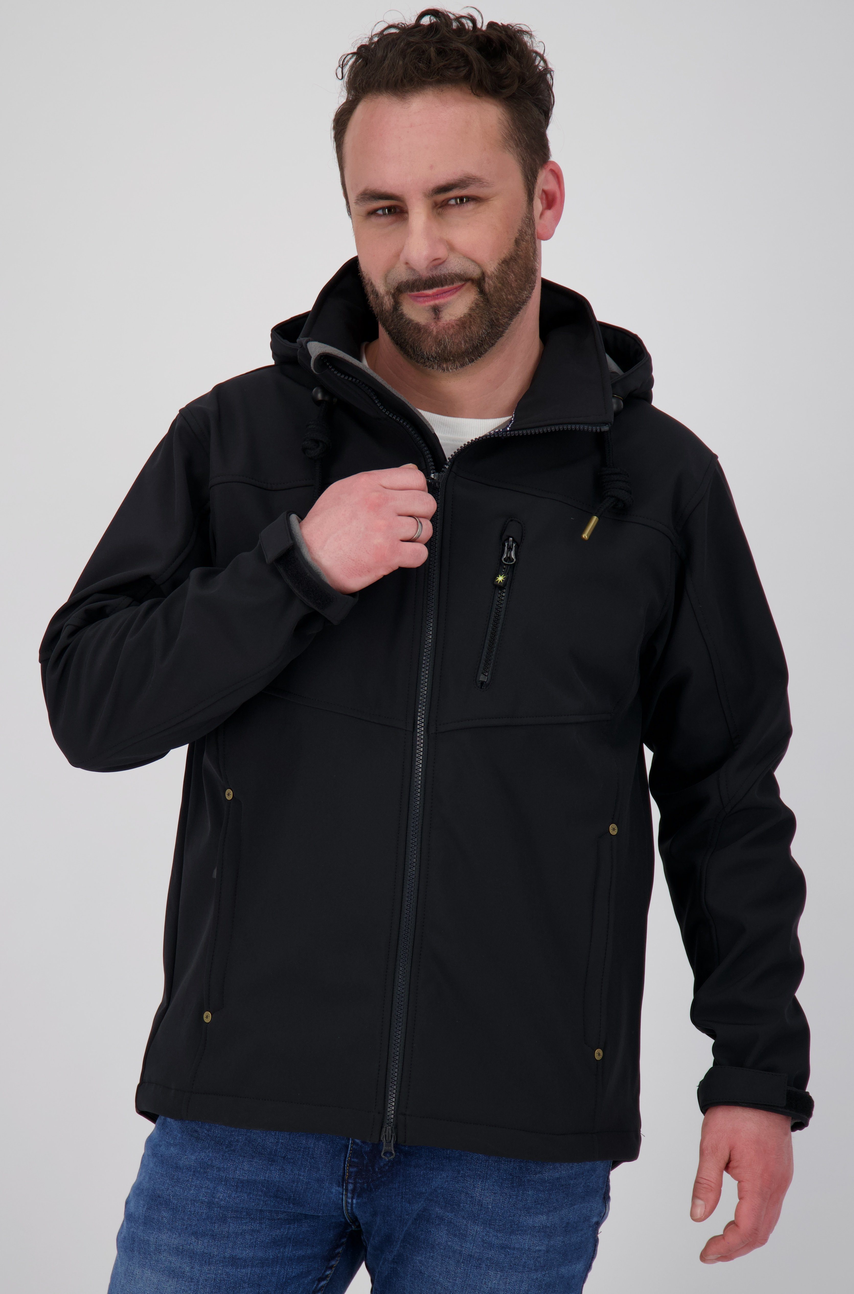 DEPROC Active Softshelljacke #ankerglutfreiheit Kapuze black MEN CS auch NEW II erhältlich, Großen mit Größen abnehmbarer in