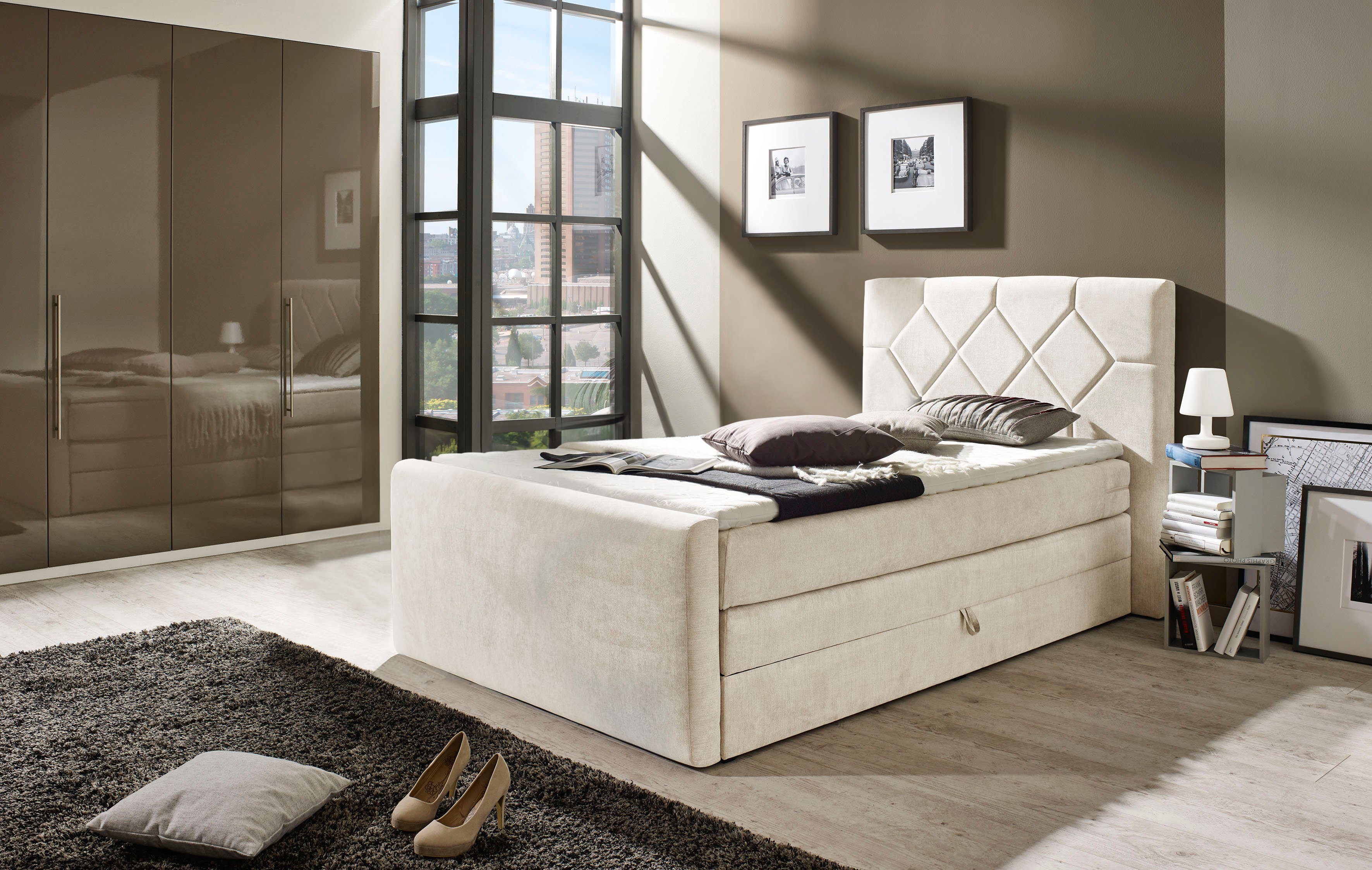 Home affaire Boxspringbett Atlanta, inklusive Topper und Bettkasten