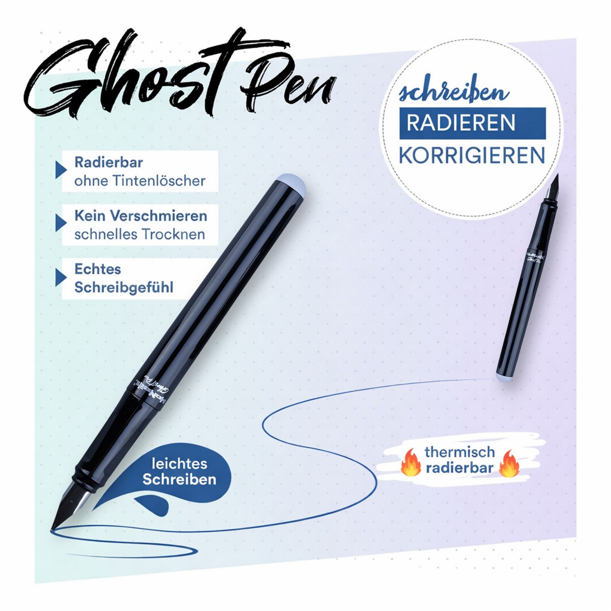 McNeill Füller McNeill Ghost Pen Füller mit radierbare Tinte ergonomisch nachfüllbar