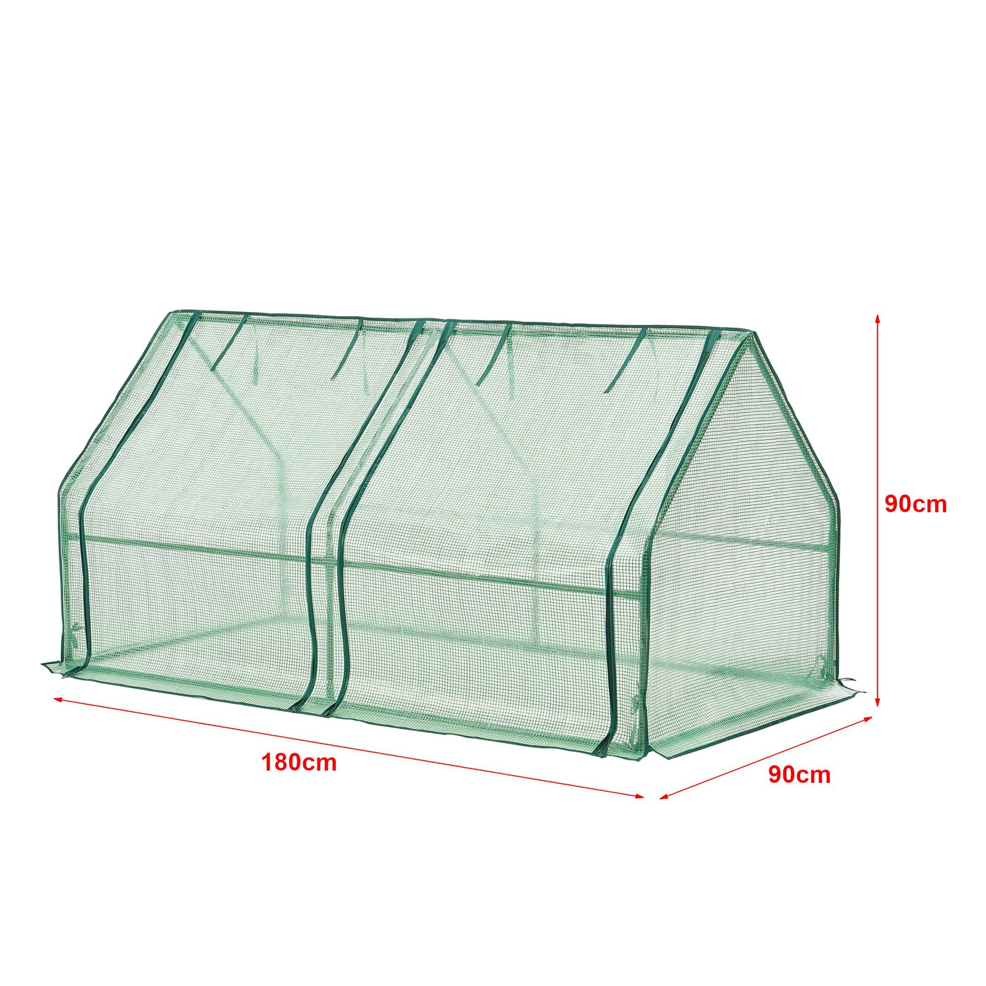 en.casa Gewächshaus, »Nissewaard« Mini Gewächshaus 180x90x90cm Stahl PE-Gitterfolie Grün