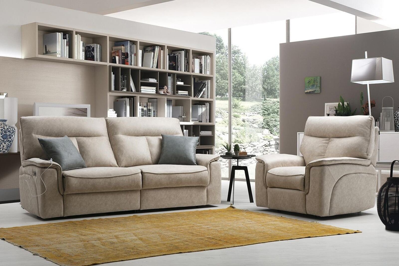 JVmoebel Wohnzimmer-Set Modern Wohnzimmer Set Dreisitzer Sofa Sessel Design Polster, (2-St., Nur Sofa 3 Sitzer + Sessel), Made in Europa