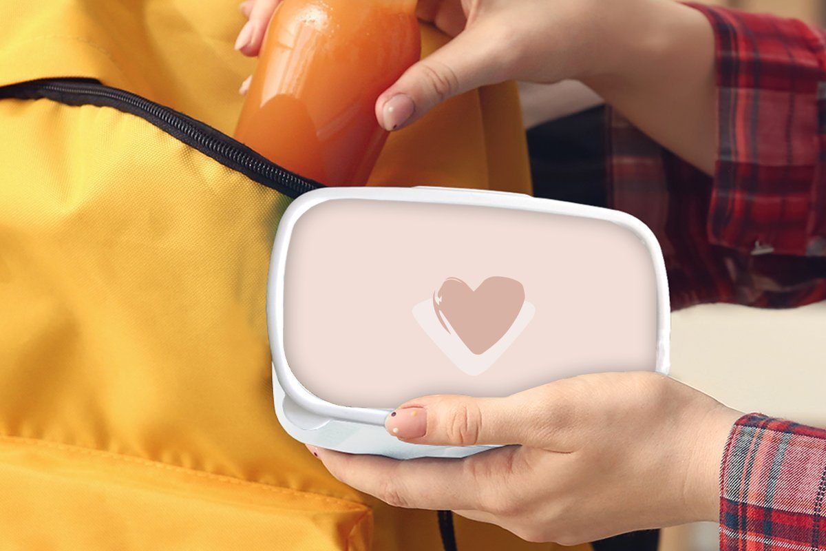 MuchoWow Lunchbox Sommer - Herz Rosa, für weiß Mädchen Brotdose, Brotbox Kunststoff, und (2-tlg), für Jungs und Kinder Erwachsene, 