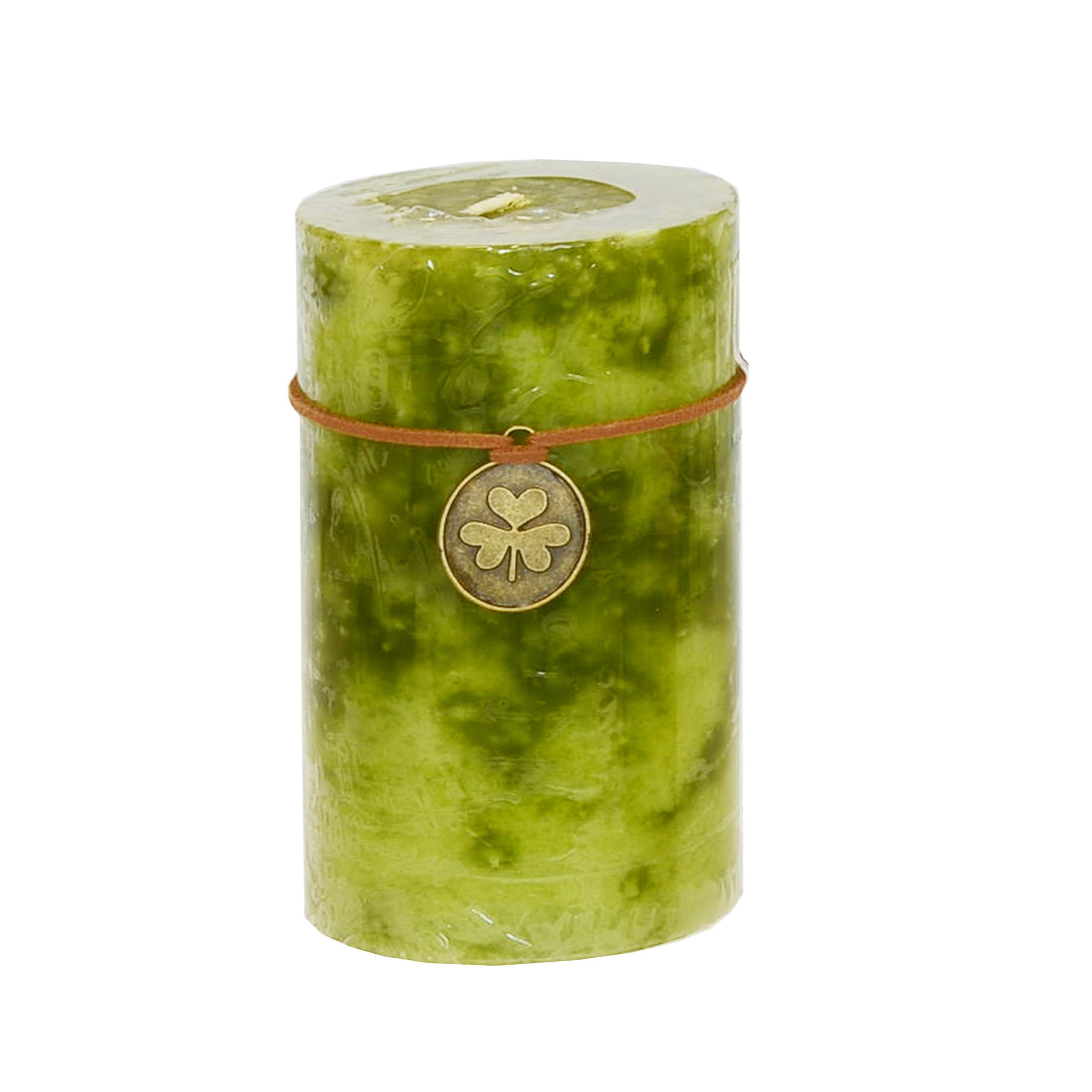 B&S Stumpenkerze Trendkerze durchgefärbt marmoriert olive günstig online kaufen