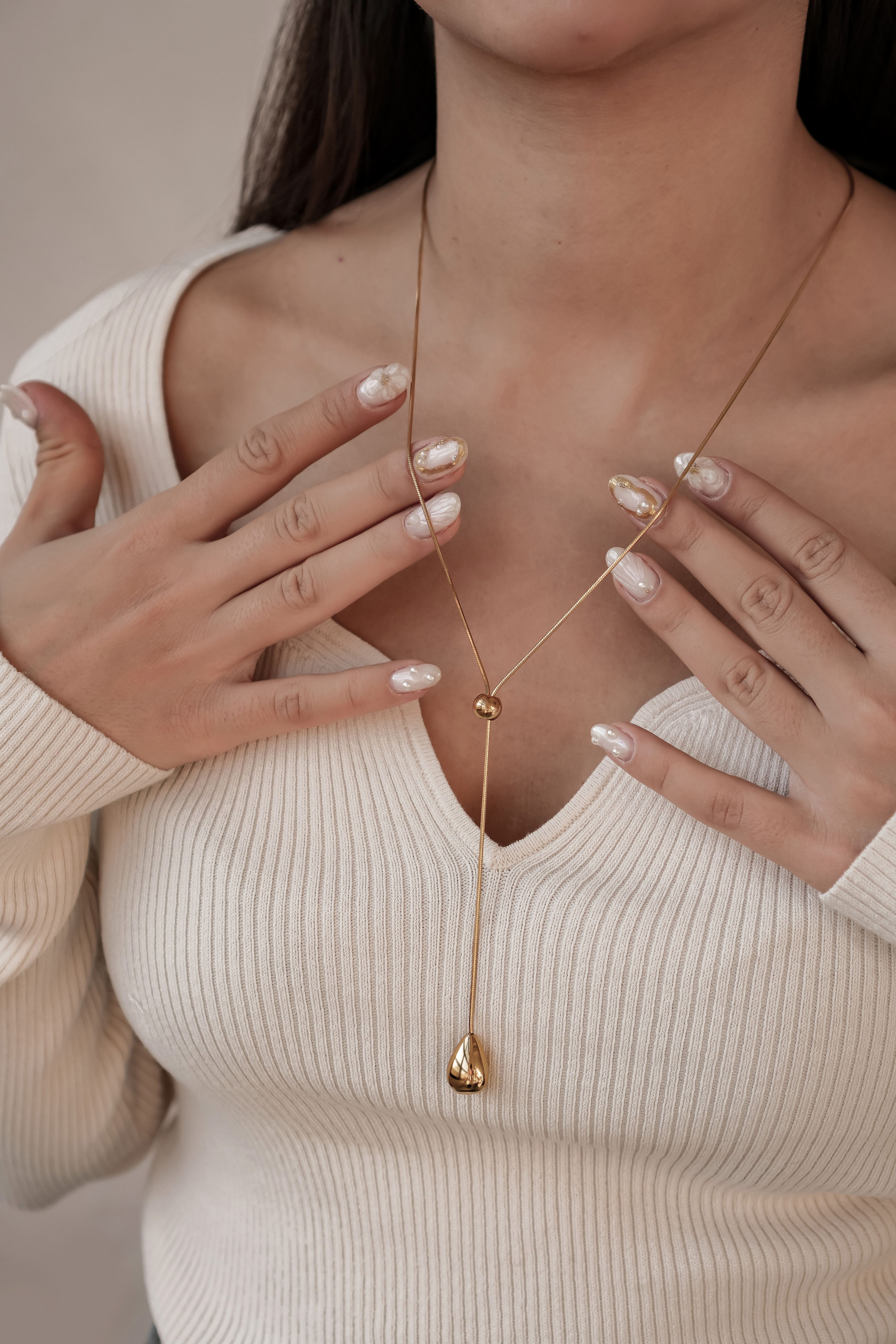 Hey Happiness Lange Kette Y-Halskette aus rostfreiem Edelstahl, 18K vergold günstig online kaufen