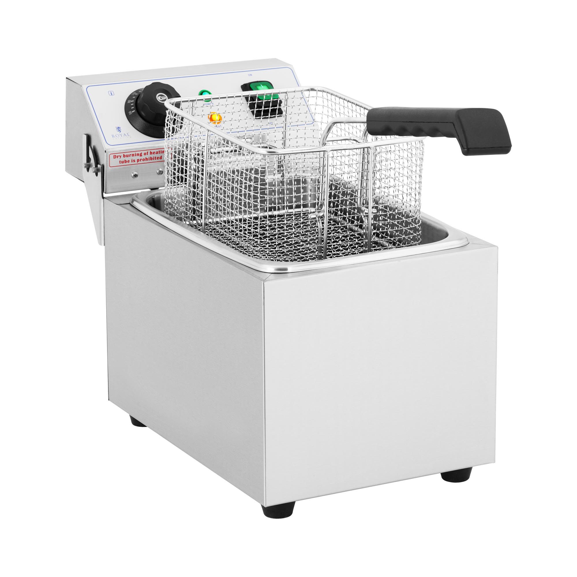 Royal Catering Fritteuse RCEF 08EB, 2500 W, 8 L Edelstahl 230 V Kaltzone Gastronomie