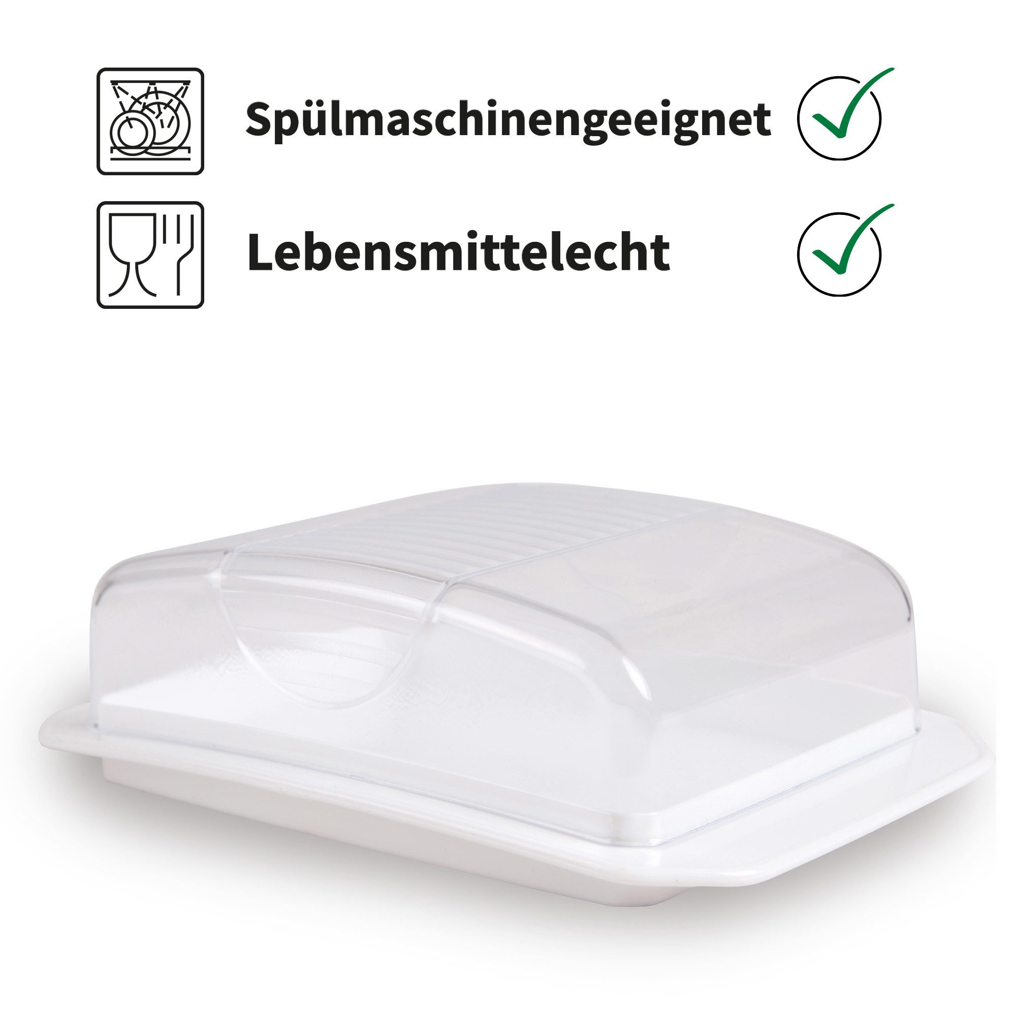 Pro Home Butterdose mit Deckel (BPA-freiem, bruchsicherem Kunststoff), Kunststoff, (Set, 1x Deckel, 1x Unterboden), Butterbehälter & Butterbox mit 250g
