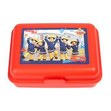 United Labels® Lunchbox Feuerwehrmann Sam Brotdose - Team mit Trennwand Rot, Kunststoff (PP)