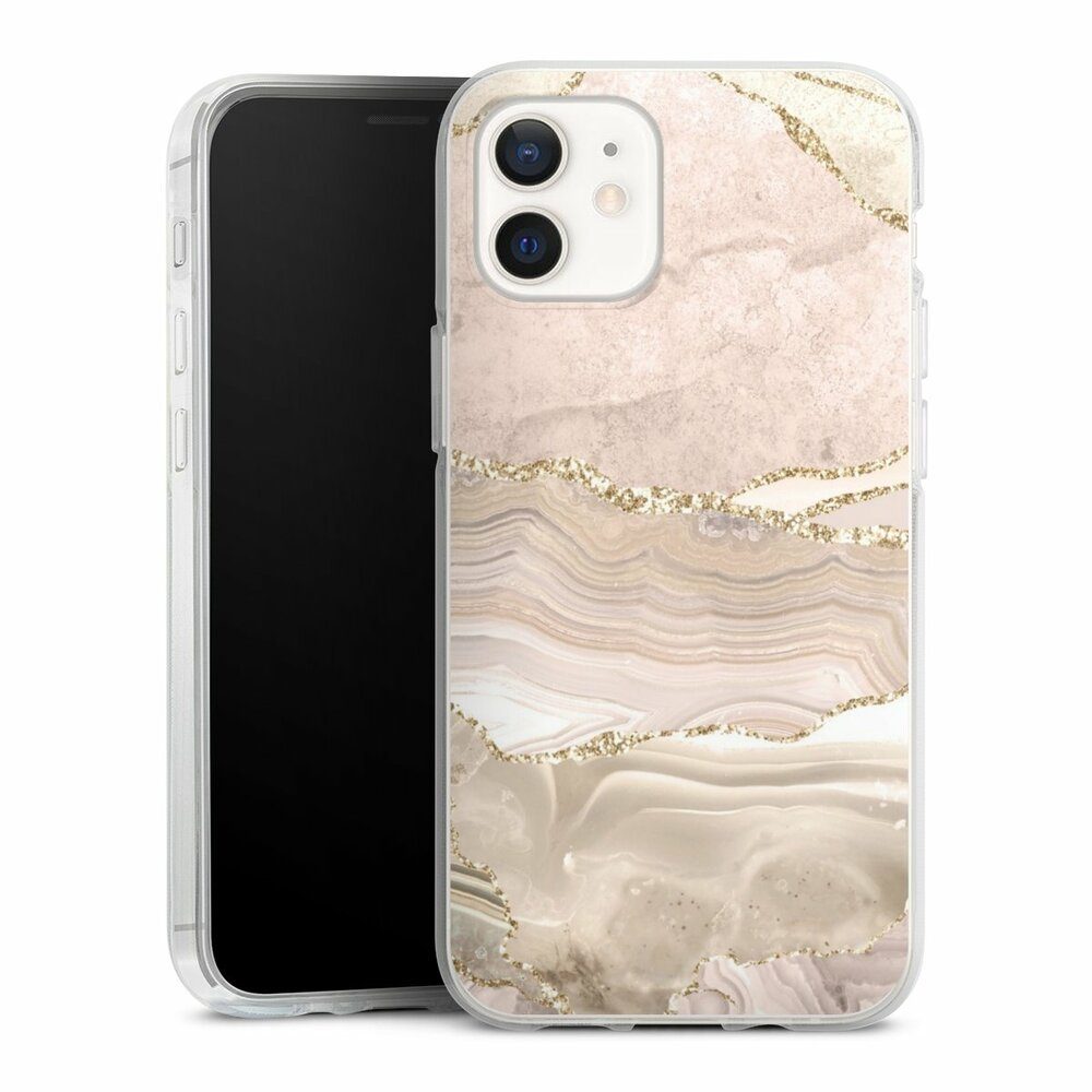 DeinDesign Handyhülle Glitzer Look Marmor Utart Rose Marble Dream Golden Stripes, Apple iPhone 12 Silikon Hülle Bumper Case Handy Schutzhülle