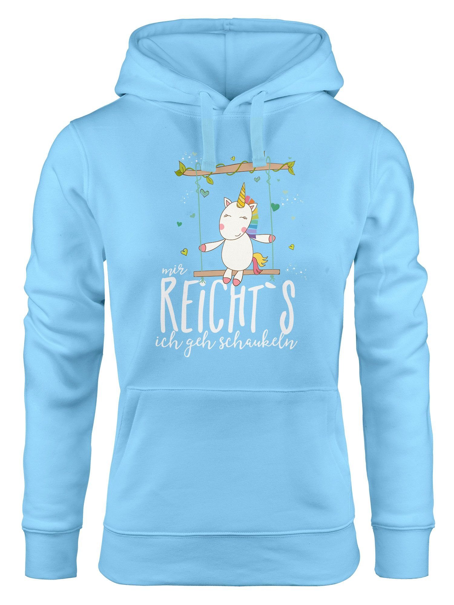 Hoodie Damen Kapuzen-Pullover Hoodie Einhorn auf Schaukel Mir reicht`s ich