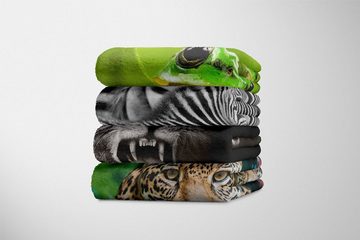 Sinus Art Handtücher Handtuch Strandhandtuch Saunatuch Kuscheldecke mit Tiermotiv Löwe brüllt, Baumwolle-Polyester-Mix (1-St), Handtuch