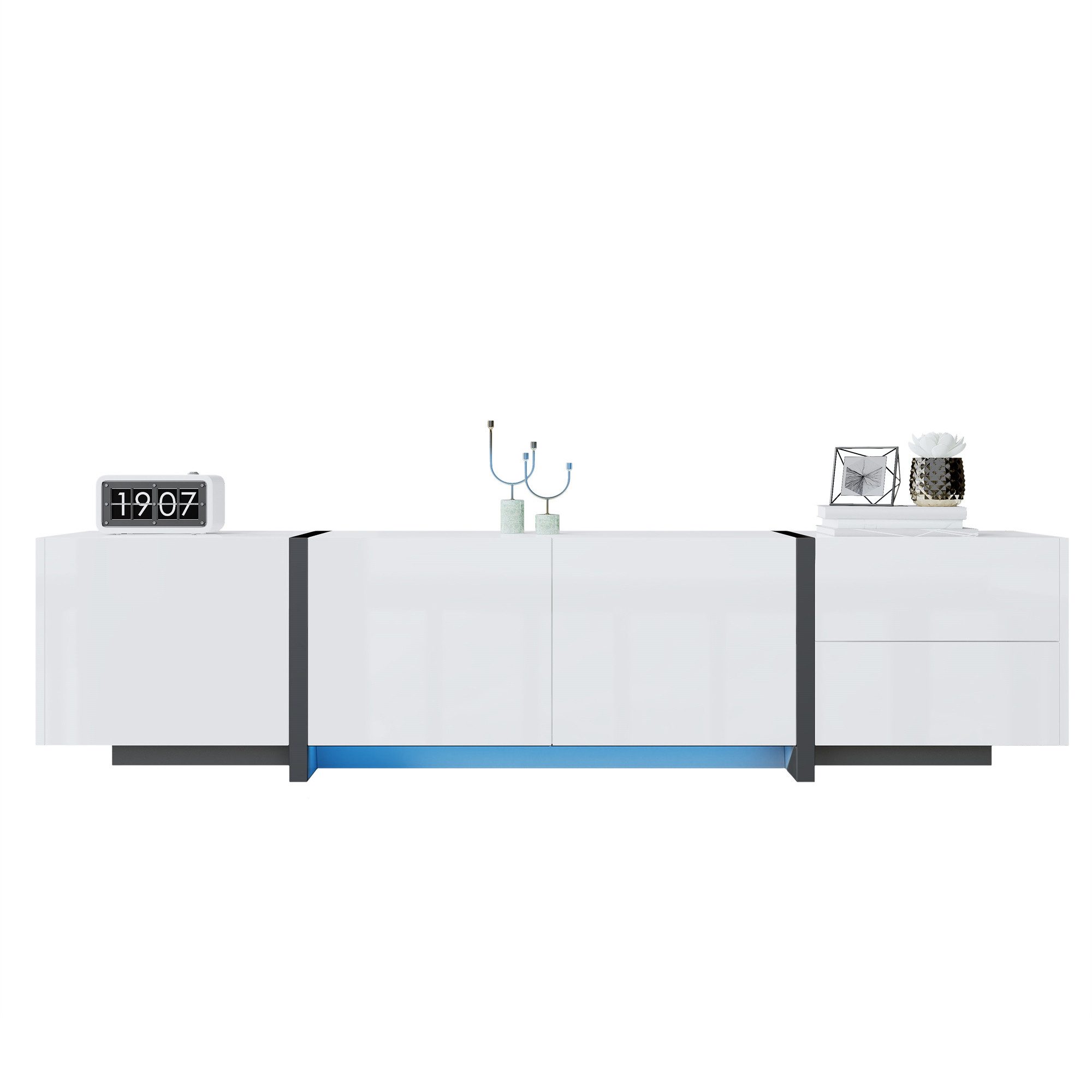 Fine Life Pro TV-Schrank Lowboard / TV‑Schrank / TV‑Lowboard mit schlichten Schranktüren und Schubladen.