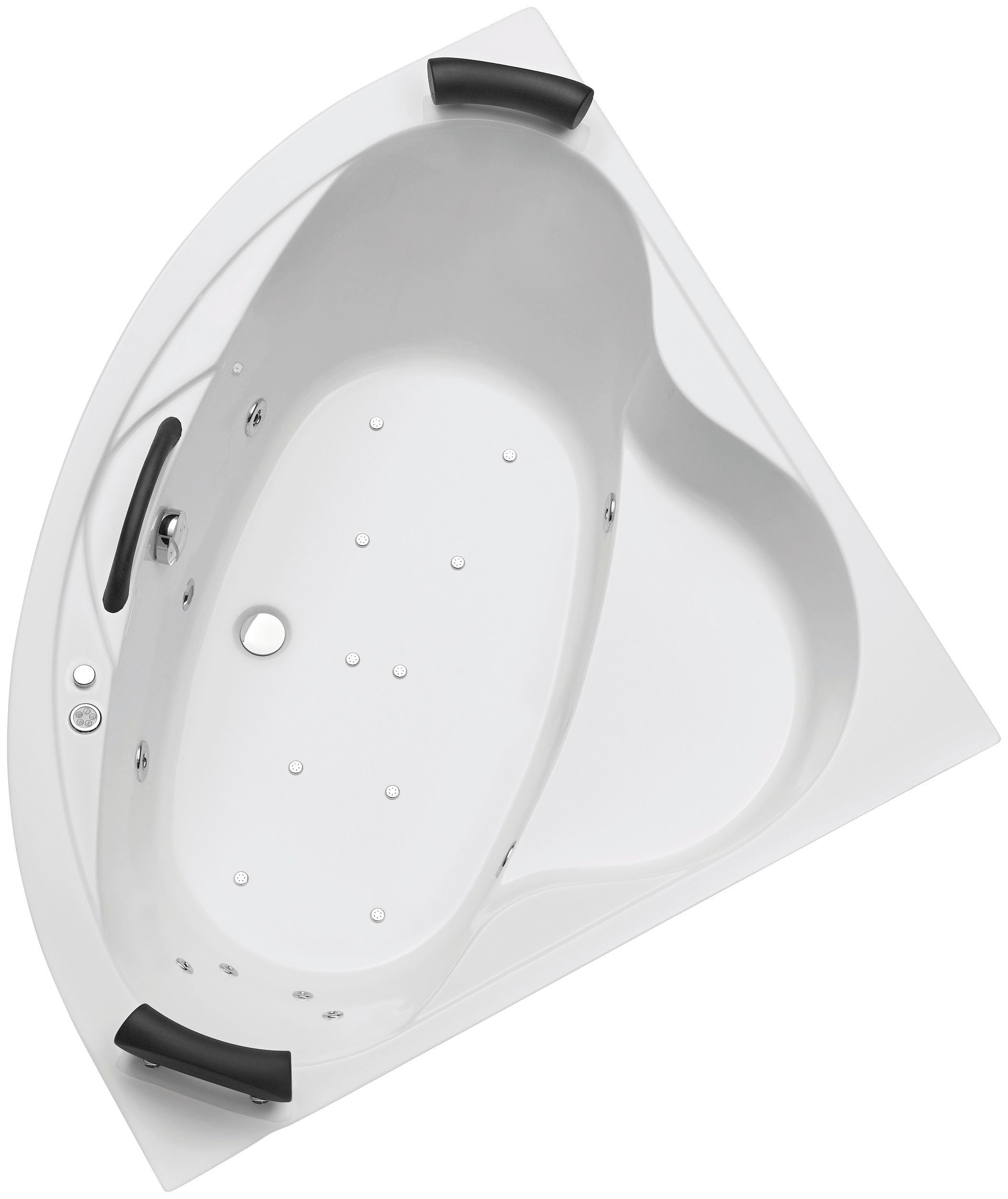 OTTOFOND Whirlpool-Badewanne Siam, (Set), 140 cm, inkl. 2 Nackenstützen und 1 Griff in schwarz