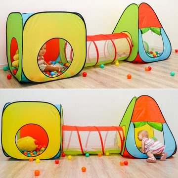 LittleTom Spielzelt Kinder Spielzelt Set mit Tunnel Pop Up Kinderzelt LxBxH: 270 cm x 90 cm x 100 cm