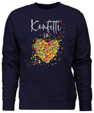 Shirtracer Sweatshirt Konfetti im Herzen Kalligrafie - Happy with Konfetti - Karneval Outfit - Sweatshirt Damen & Herren Pullover (1-tlg) karnaval kostum fur kinder - carnival costume for children