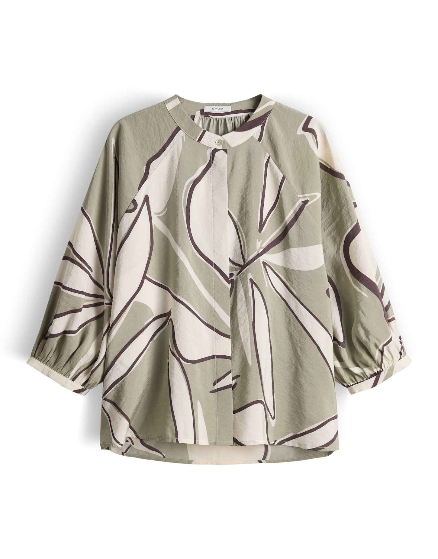 OPUS Kurzarmbluse Printbluse mit dezenter Struktur Weite Passform, kleine Schlitze und Raglanärmel
