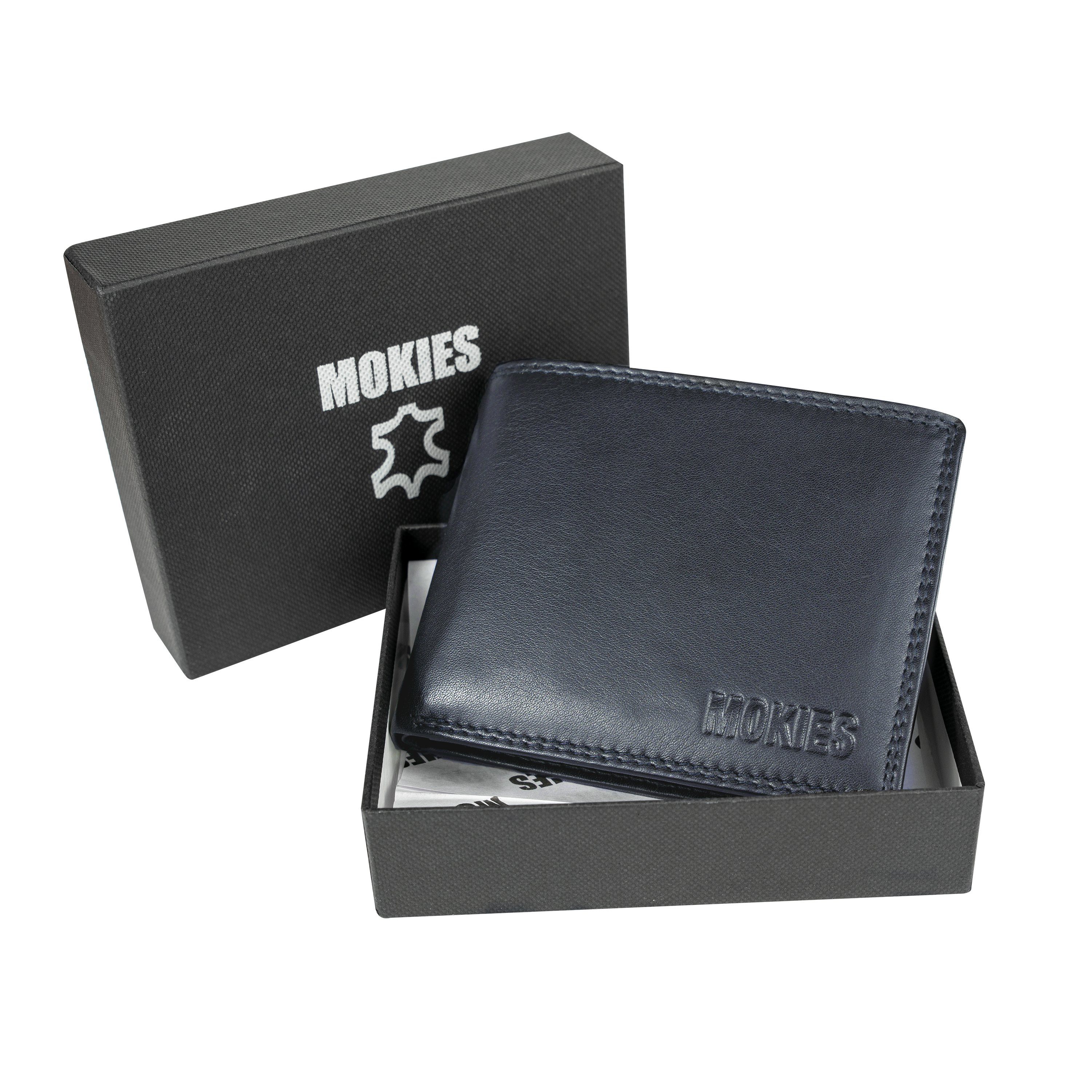 MOKIES Geldbörse Herren Portemonnaie G305 Nappa (querformat), 100% Echt-Leder, RFID-Schutz, Nappa-Leder, GESCHENKBOX