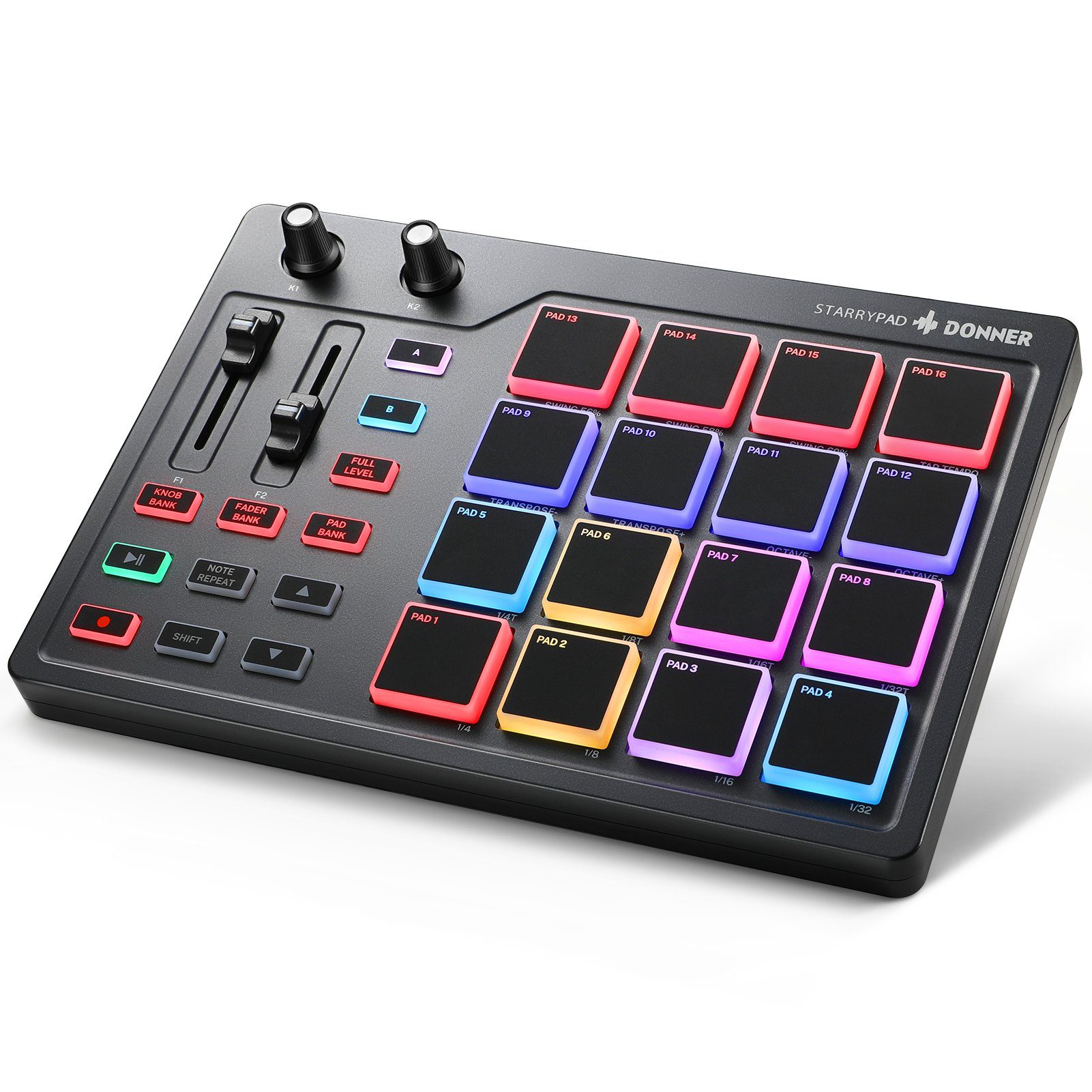 Donner DJ Controller DJ Controller Midi Pad Controller DPD-16, Leicht und leistungsstark