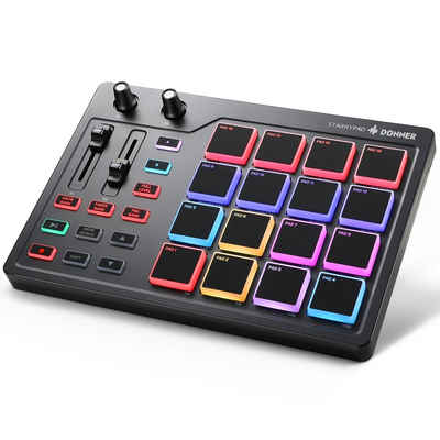 Donner DJ Controller DJ Controller Midi Pad Controller DPD-16, Leicht und leistungsstark