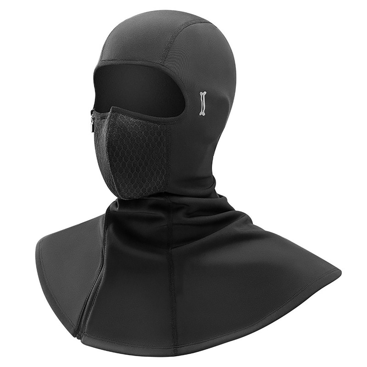 yozhiqu Sturmhaube Skimaske mit Reißverschluss, zum Skifahren geeignet, schwarz Wasserdichte Vollgesichts-Winter-Fleece-Kapuze für Herren und Damen