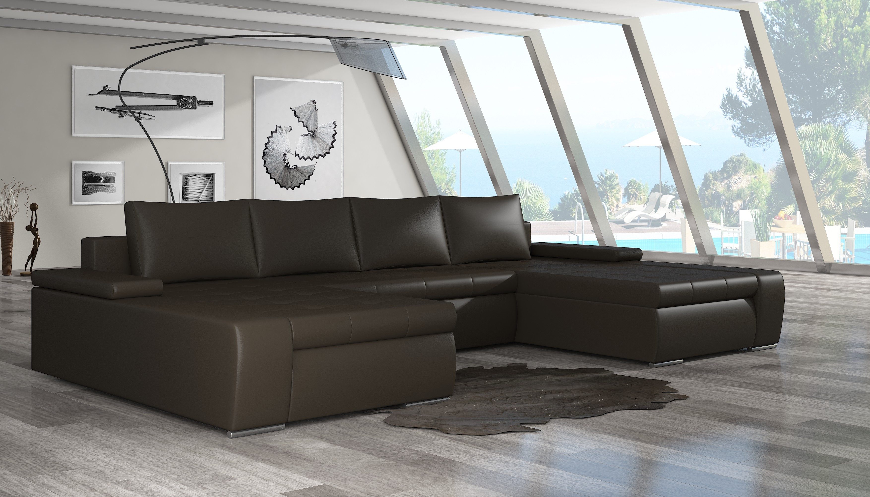 Xlmoebel Wohnlandschaft XXL Big Schlafsofa Relax Garnitur Polster Couch für Wohnzimmer, Wohnlandschaft, Made in Europa
