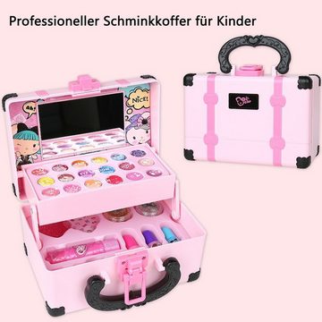 Kind Ja Lernspielzeug Kinderkosmetik,Kosmetik-Set,Kosmetiktasche für Mädchen,32 Stk, Nagellack, Lippenstift, Lidschatten