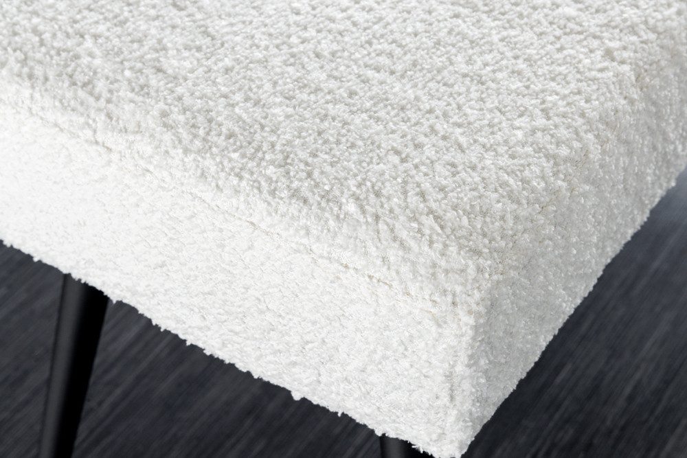 riess-ambiente Sitzbank BOUTIQUE 100cm weiß/schwarz – Bouclé-Stoff, Metallbeine (Einzelartikel, 1-St), weicher Teddystoff mit modernem Look – ideal für Flur oder Wohnbereich