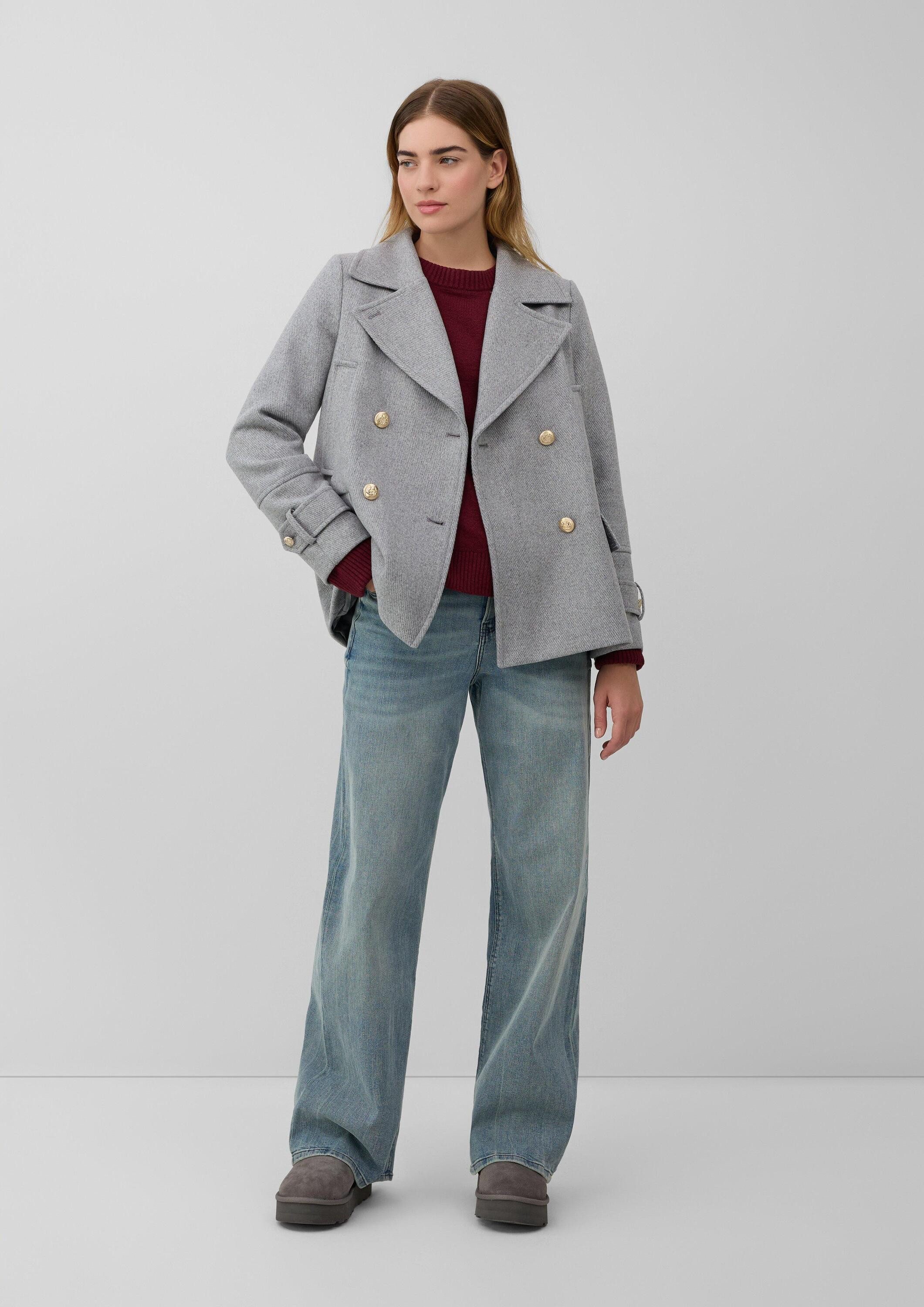 s.Oliver Funktionsjacke Outdoor-Jacke Doppelreihige Jacke aus Wollmix mit dekorativen Knöpfen