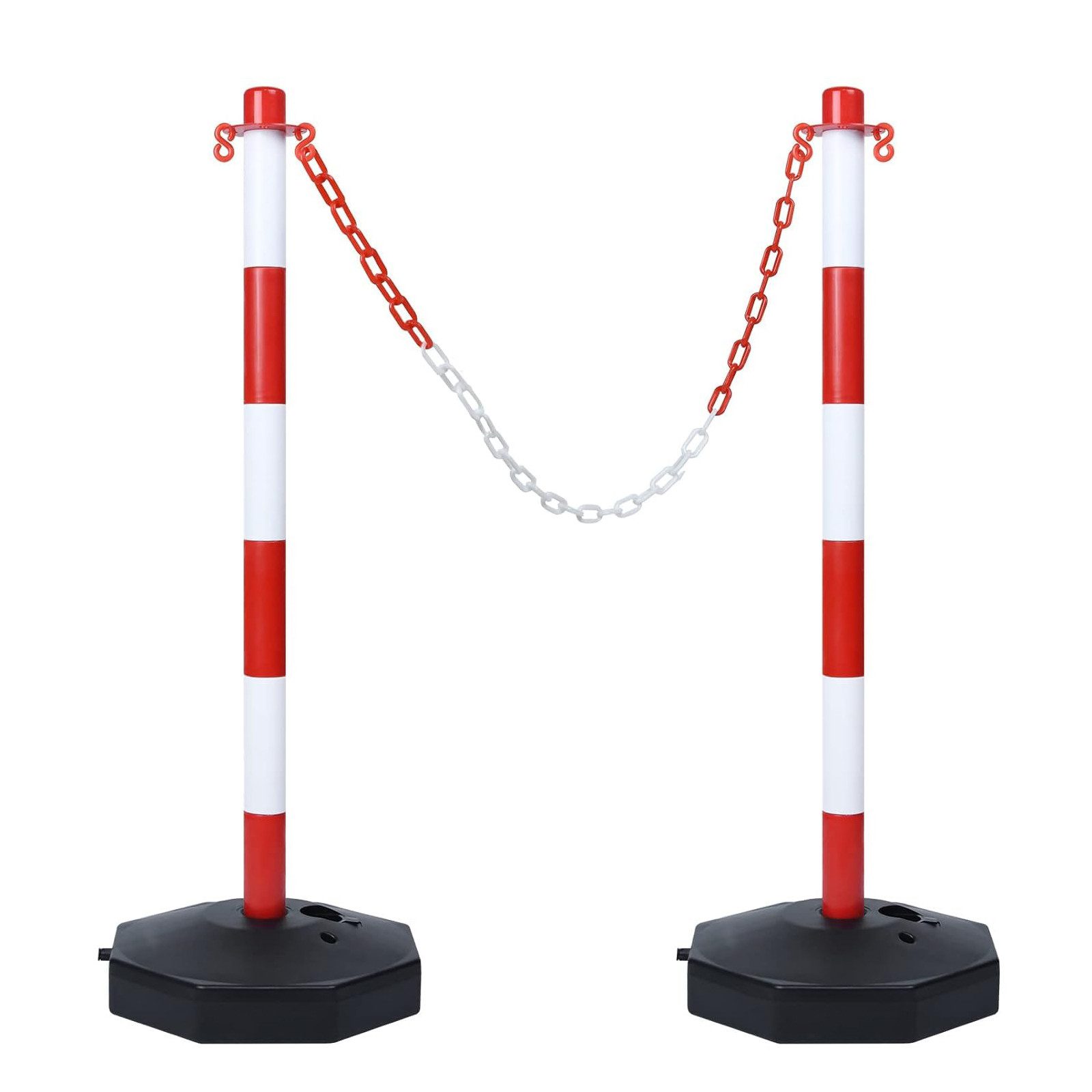 FIVMEN Absperrpfosten 82x28x28cm Kettenpfosten aus Kunststoff Absperrung (2-tlg), Sperrpfosten für die Verkehrskontrolle oder Warnung an der Auffahrt