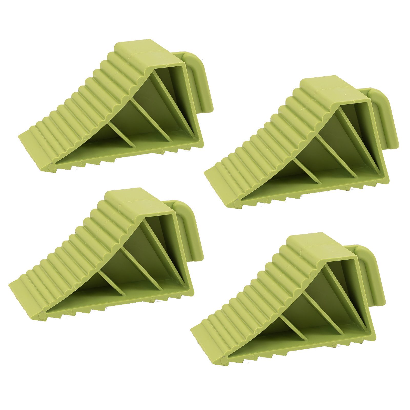TRUTZHOLM Auffahrrampe 4x Unterlegkeil mit Griff 21 x 8 x 10 cm 3 T Tragkraft Grün (2er Set), Hohe Tragkraft, Rutschfeste Oberfläche