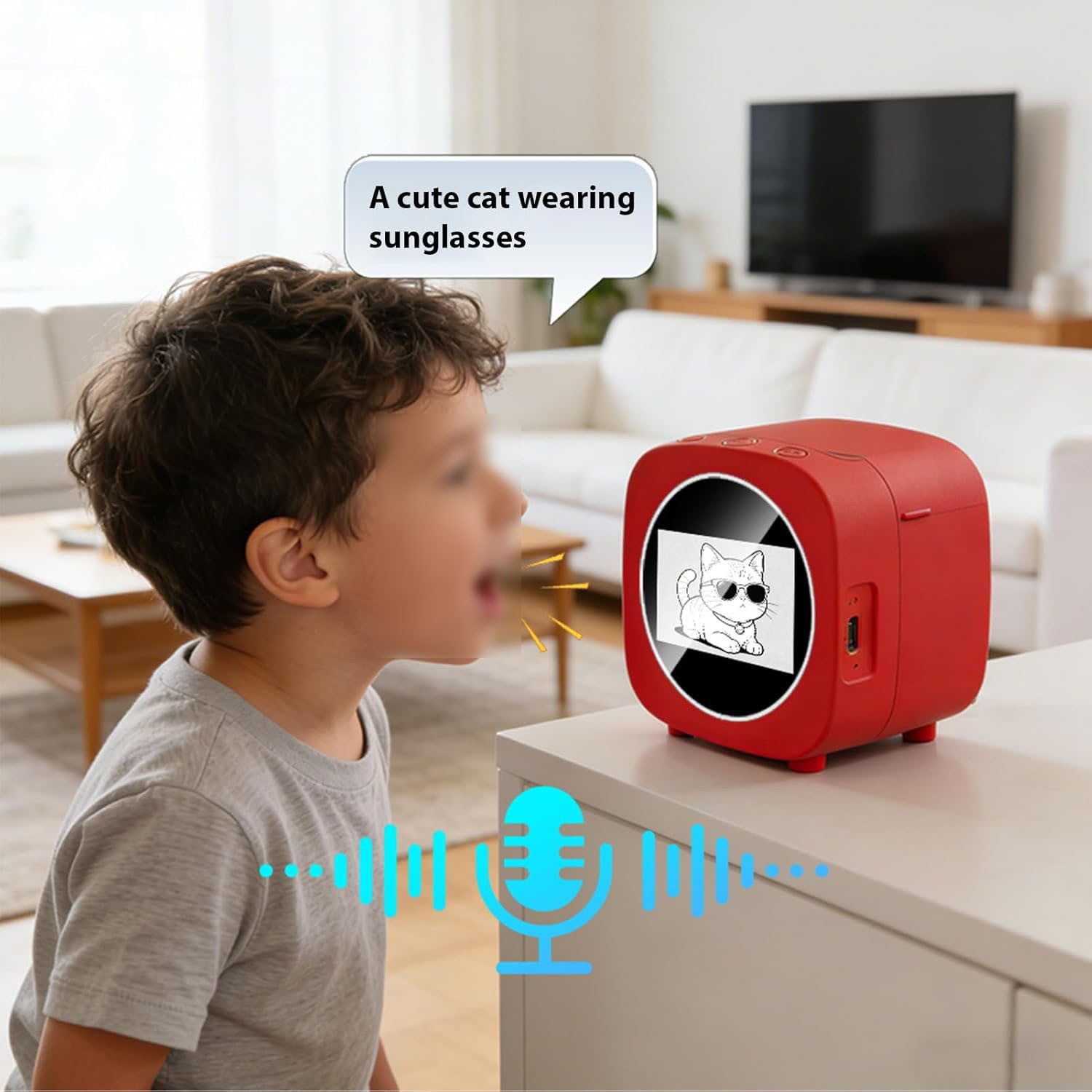 Fyrove Mini Etiketten drucker Intelligente KI-Etikettendruckerbox Etikettendrucker, (ragbarer Bluetooth- und WLAN-Etikettendrucker für zu Hause, Etikettendrucker Mini Thermodrucker drucker, Thermotransfer-Etikettendrucker mit 2,4-Zoll-Display)