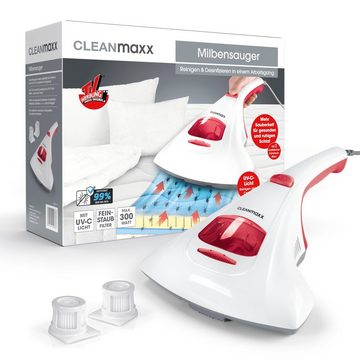 CLEANmaxx Handstaubsauger Milbensauger Matratzenreinigungsgerät mit UV-C Licht, 300,00 W, beutellos, Desinfizieren & Reinigen, ideal für Allergiker