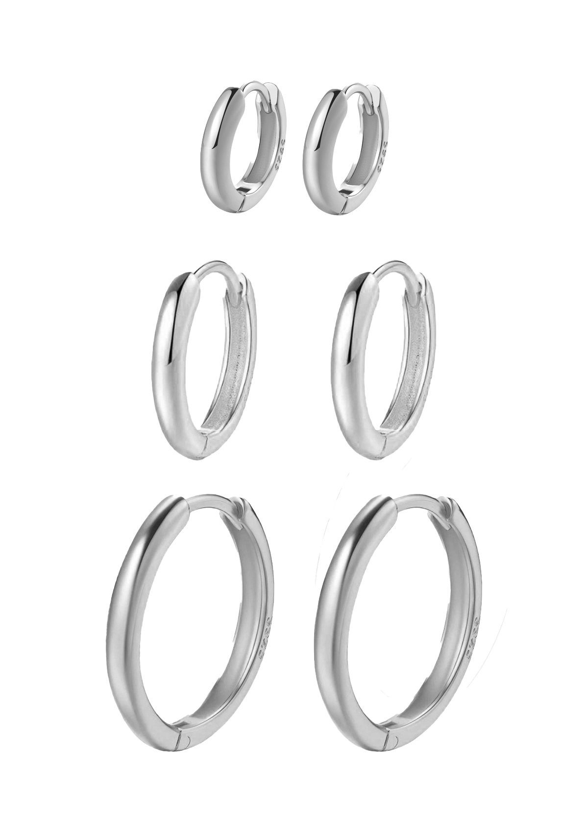 Hey Happiness Creolen-Set Layer Basic, Klein Mittel Groß Silber Ohrringe Se günstig online kaufen