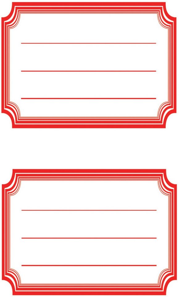Thumbnail - Avery Zweckform Etiketten Buchetikett Papier 76x120mm 6 Bogen Motiv Rahmen rot 12 Stück